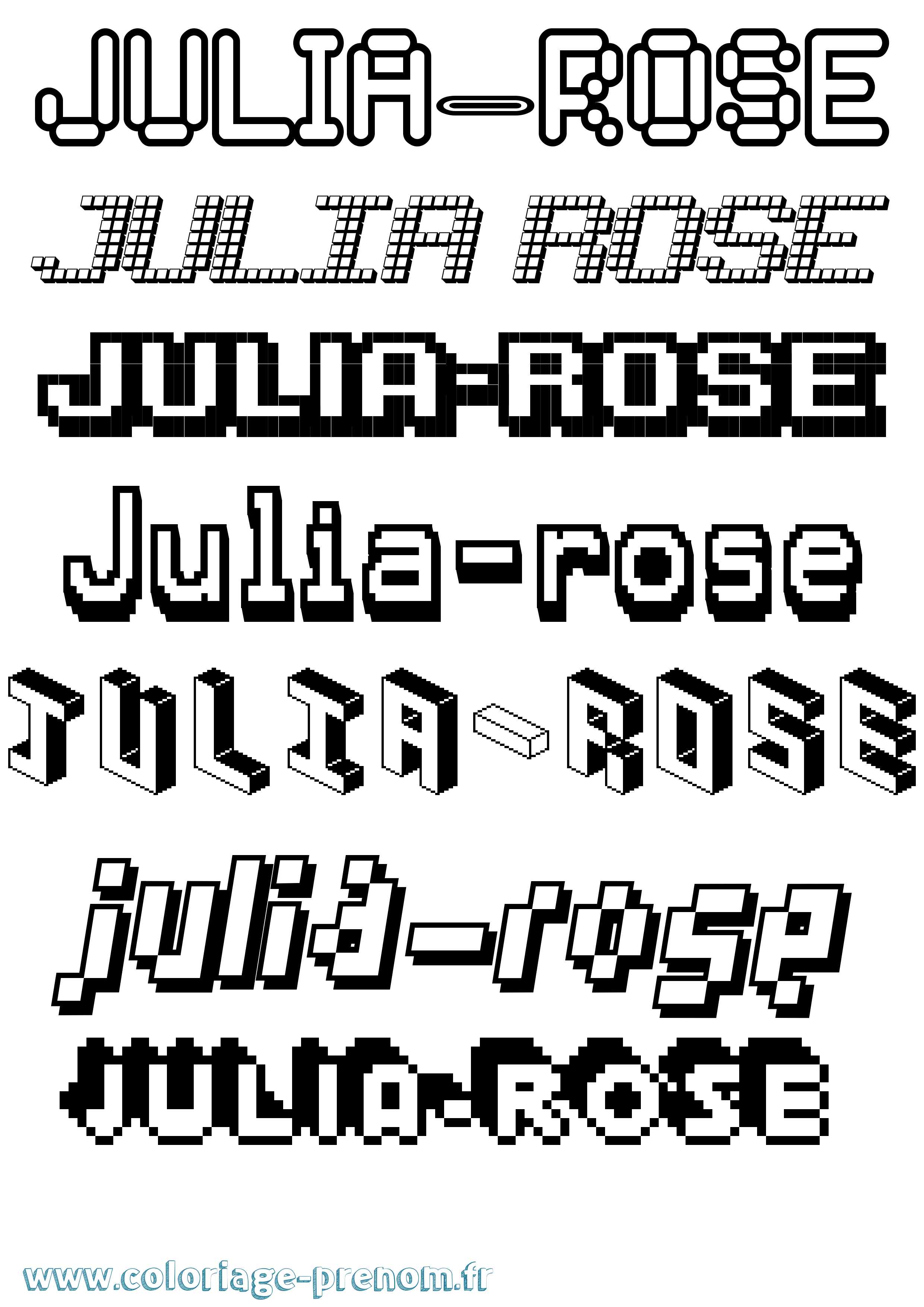Coloriage Julia-Rose Pixel Coloriage prénom Julia-Rose Pixel