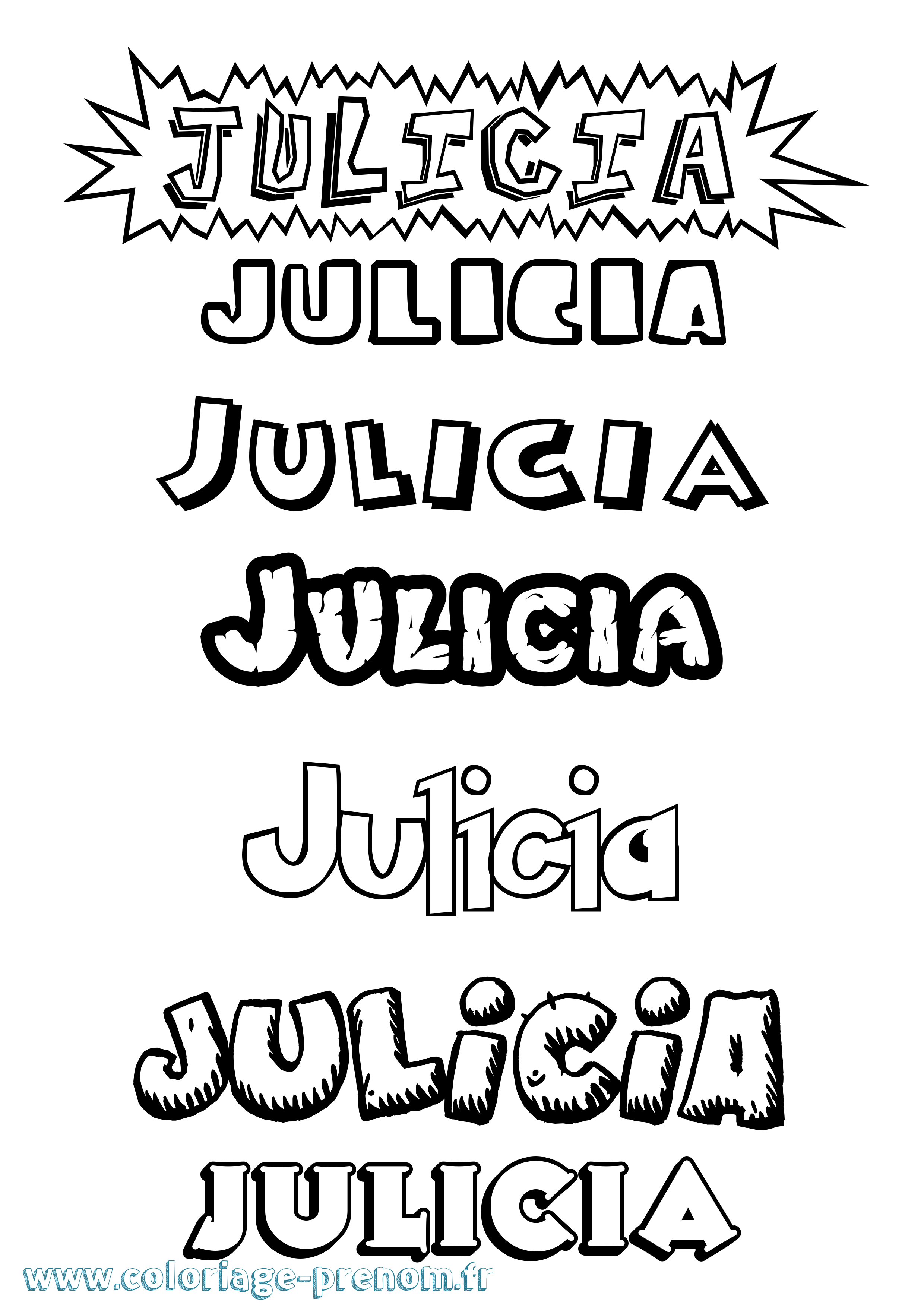 Coloriage Julicia Dessin Animé Coloriage prénom Julicia Dessin Animé