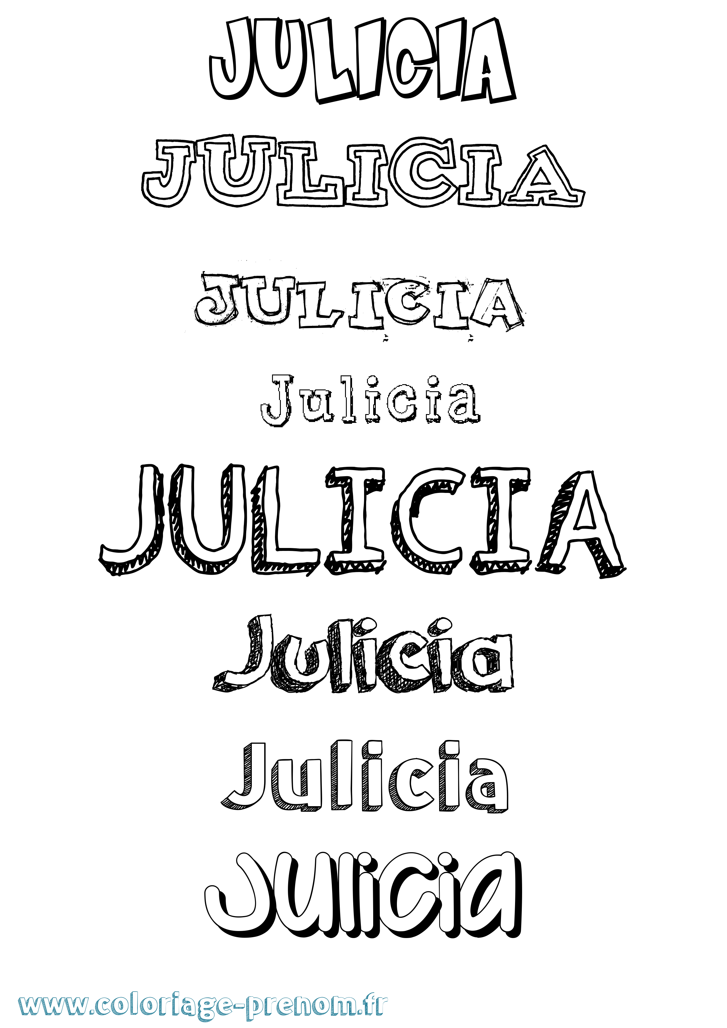 Coloriage Julicia Dessiné Coloriage prénom Julicia Dessiné