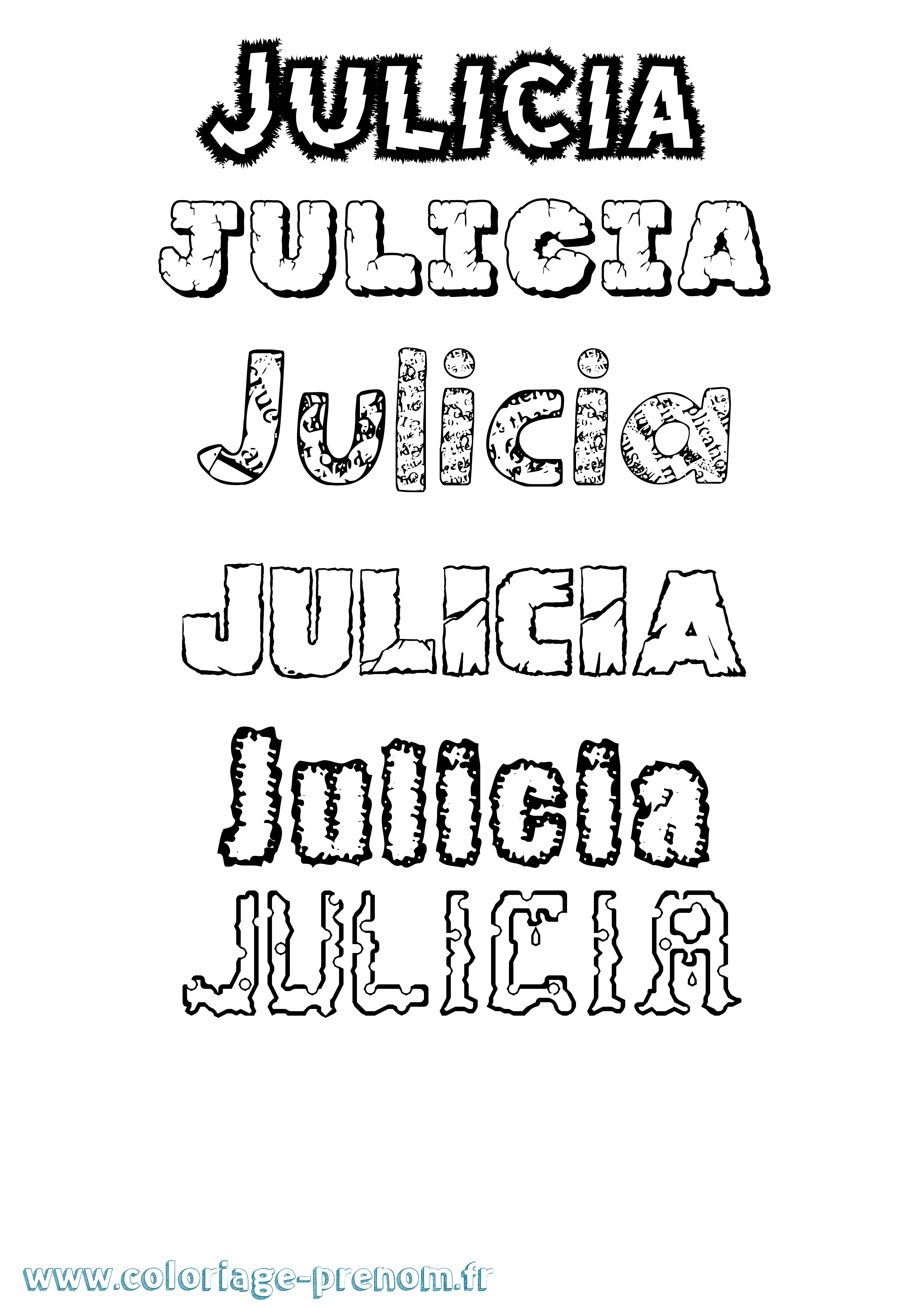 Coloriage Julicia Destructuré Coloriage prénom Julicia Destructuré