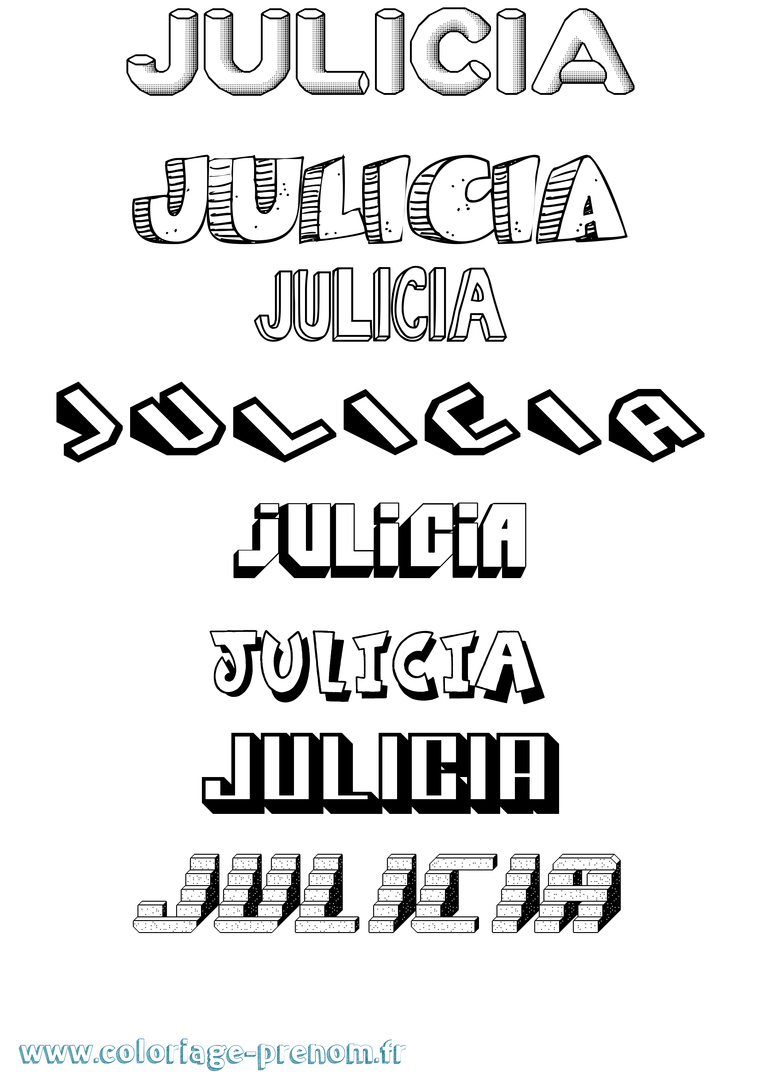 Coloriage Julicia Effet 3D Coloriage prénom Julicia Effet 3D