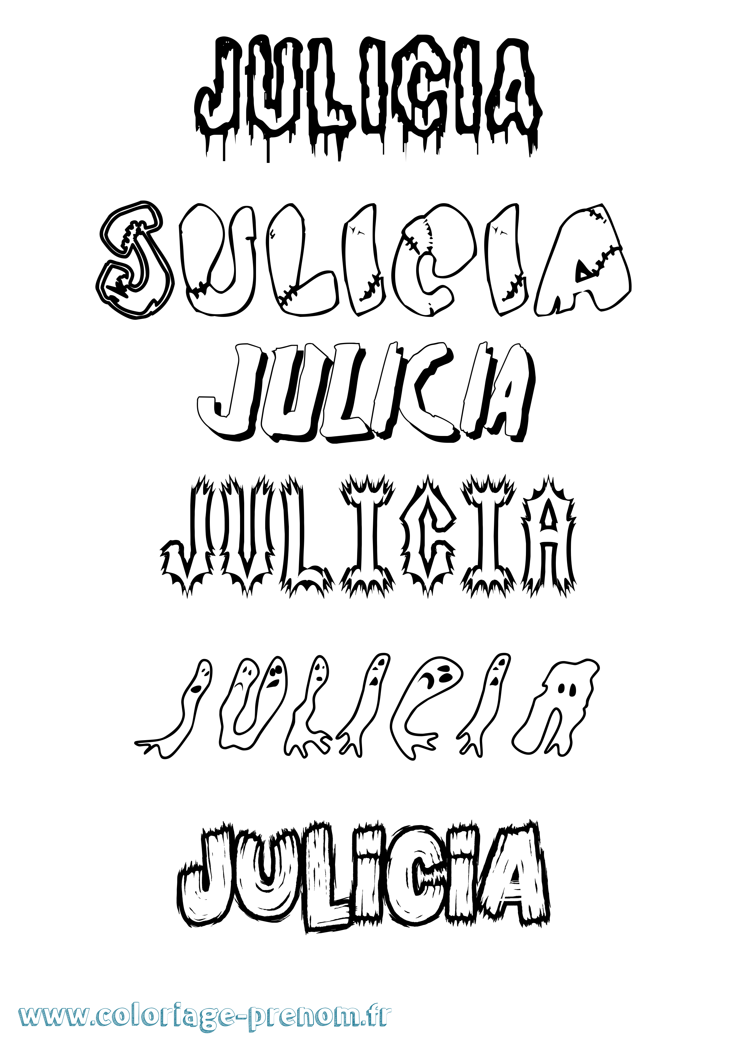 Coloriage Julicia Frisson Coloriage prénom Julicia Frisson
