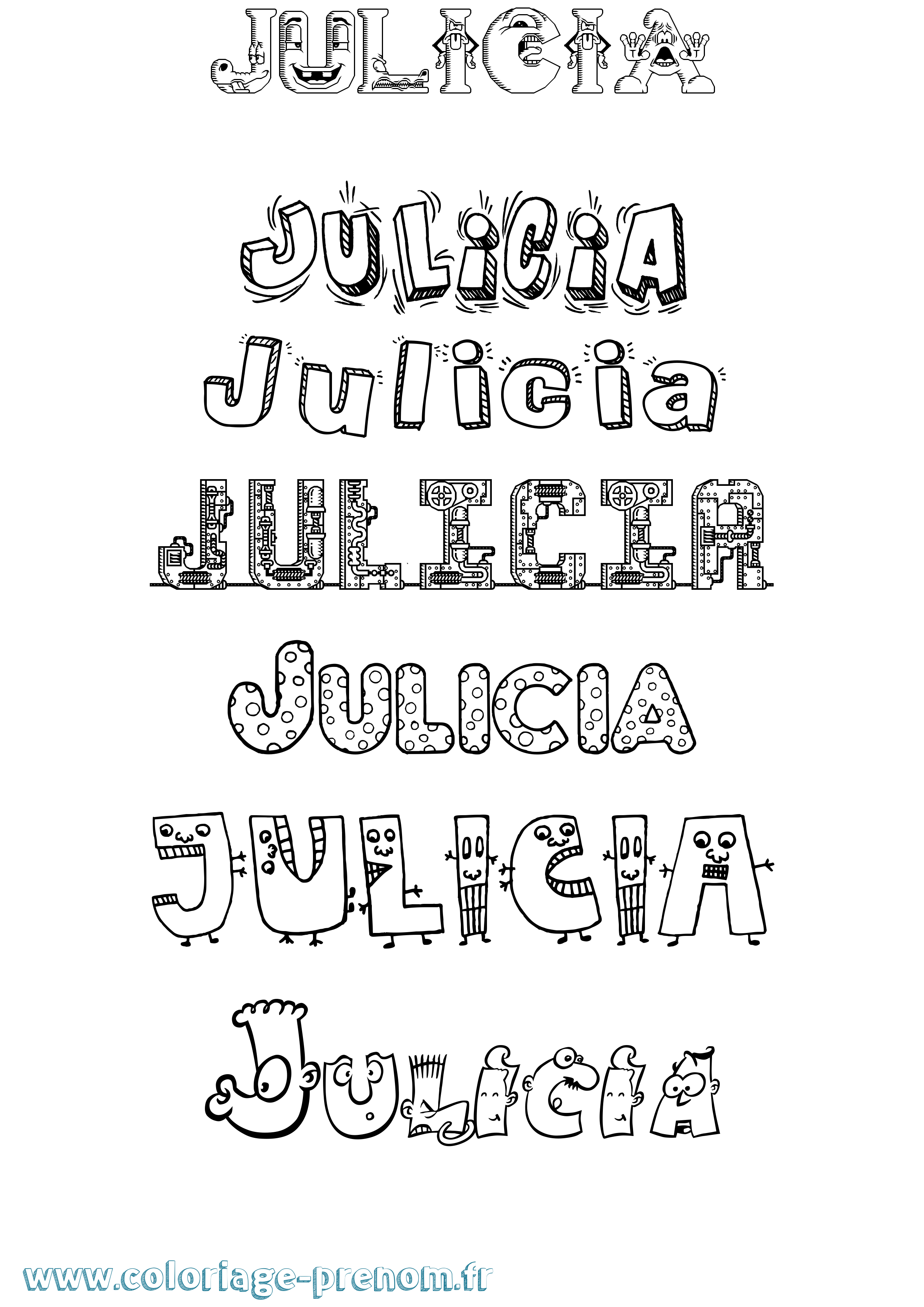 Coloriage Julicia Fun Coloriage prénom Julicia Fun