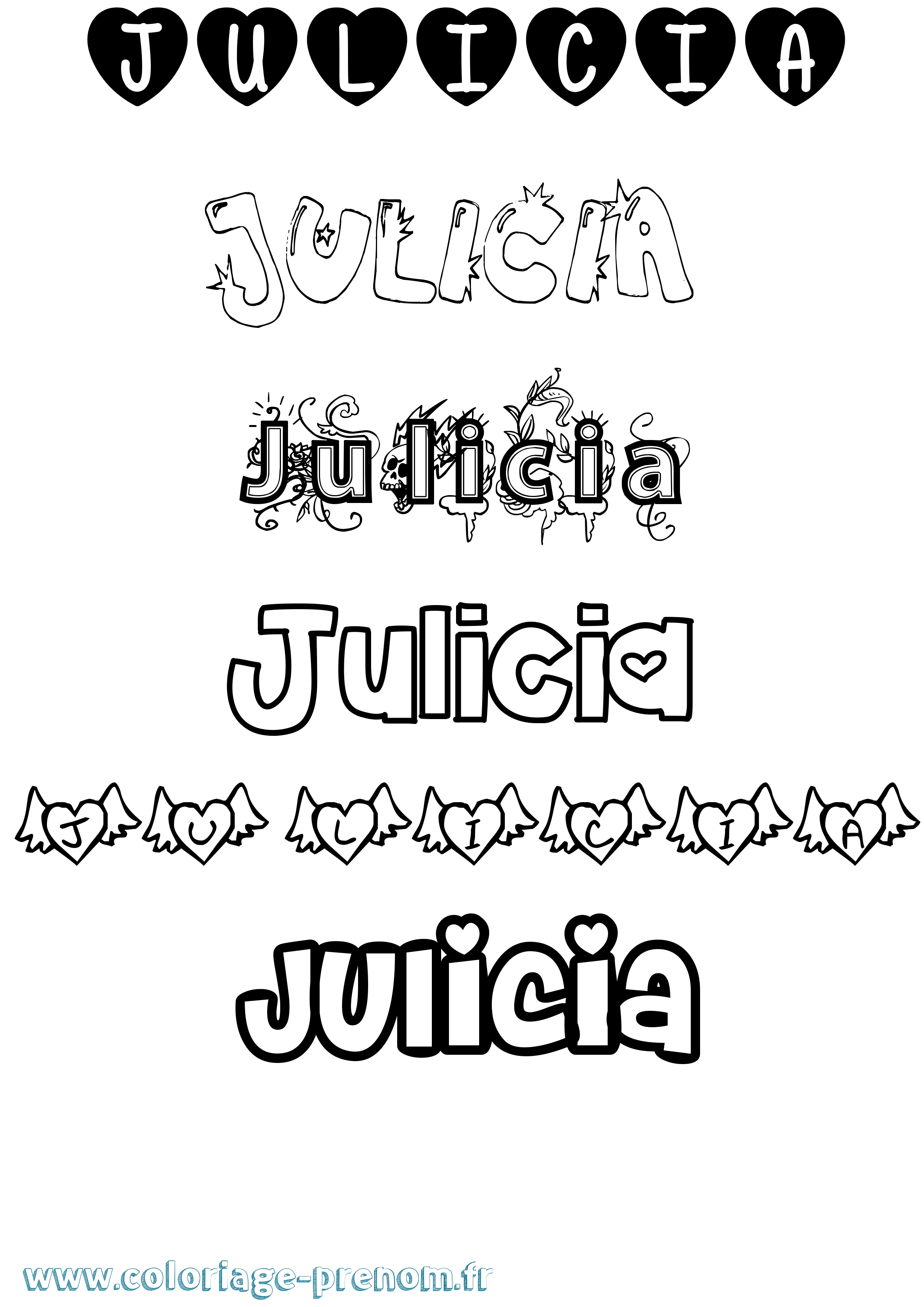 Coloriage Julicia Girly Coloriage prénom Julicia Girly
