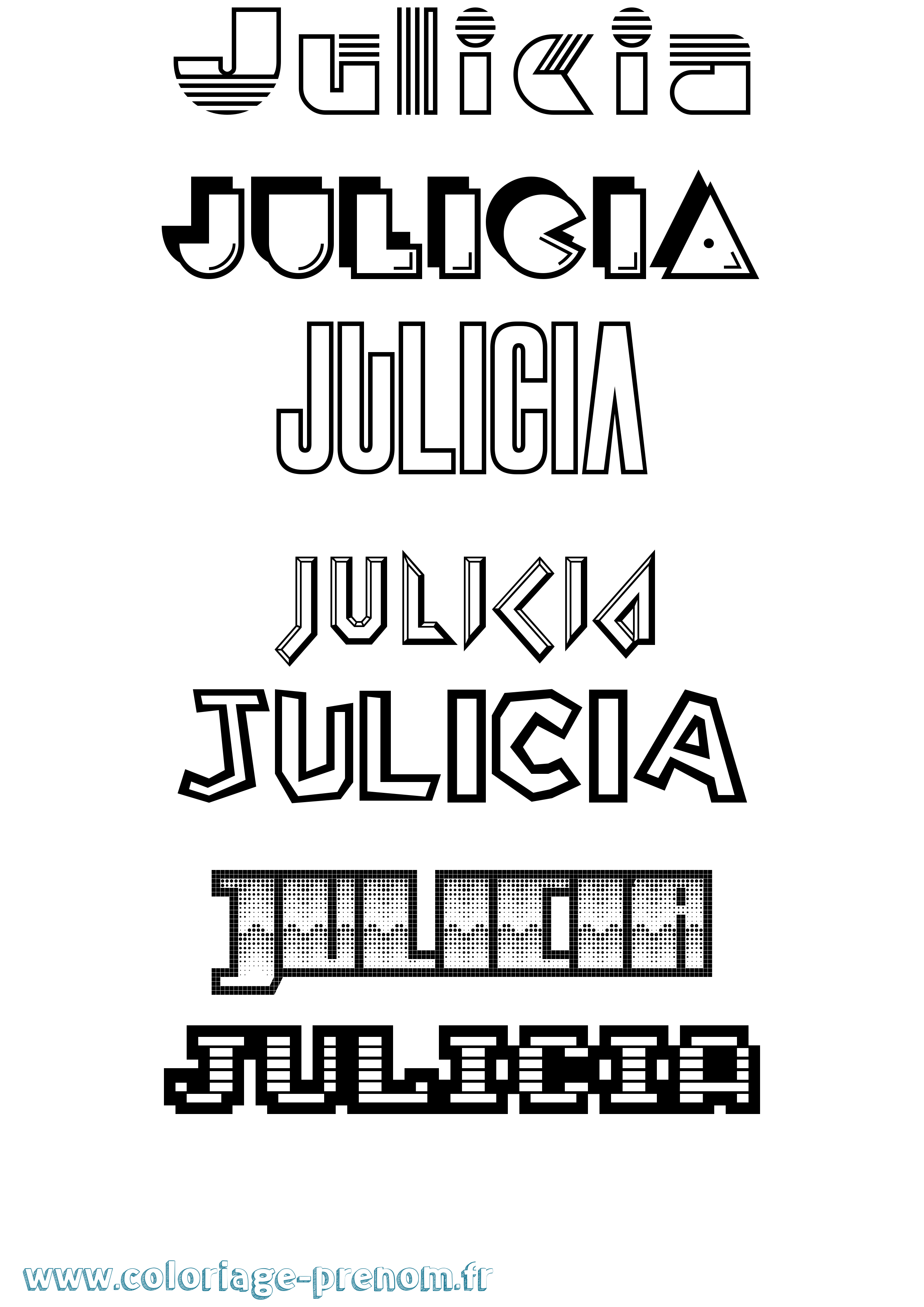 Coloriage Julicia Jeux Vidéos Coloriage prénom Julicia Jeux Vidéos