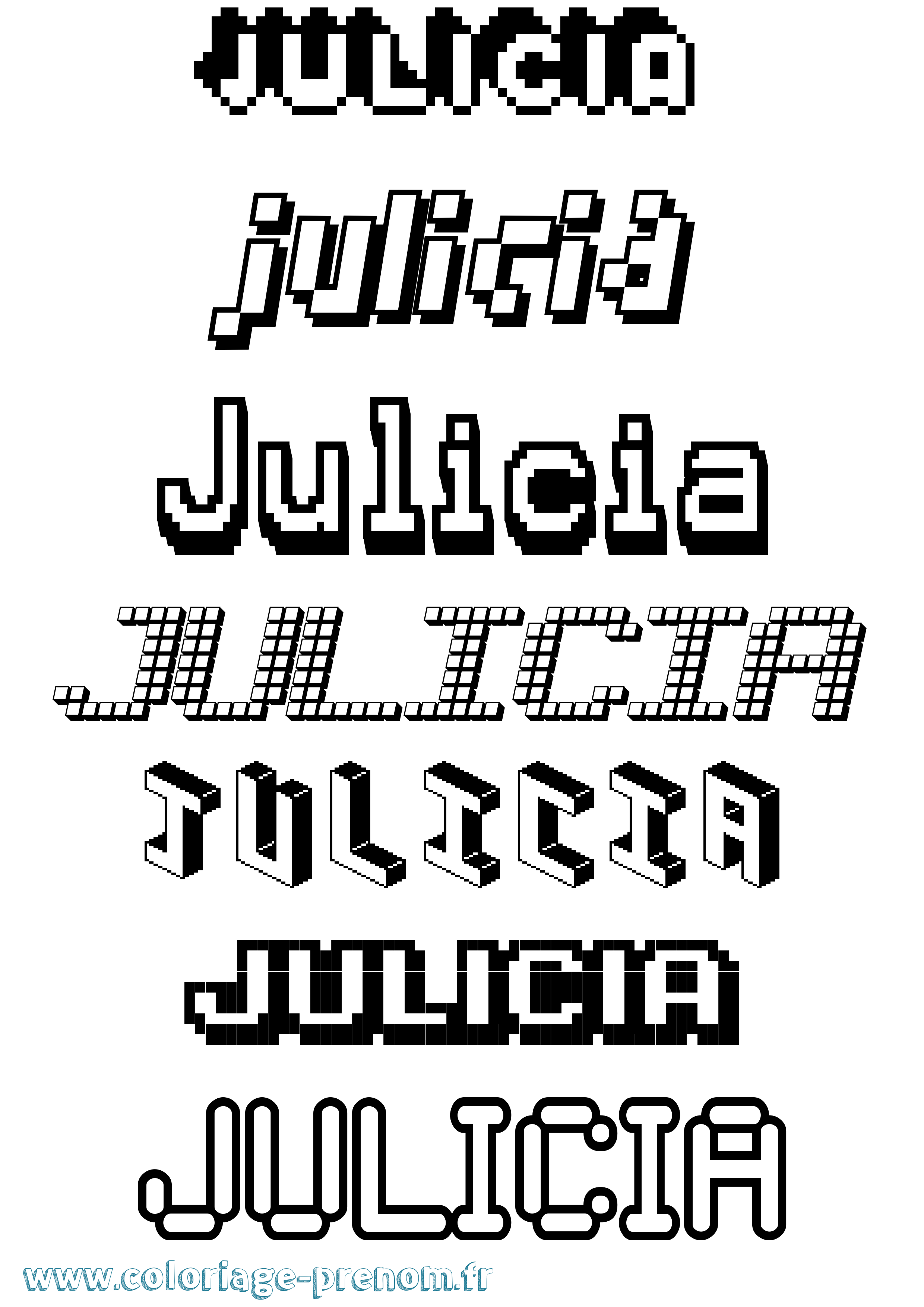 Coloriage Julicia Pixel Coloriage prénom Julicia Pixel