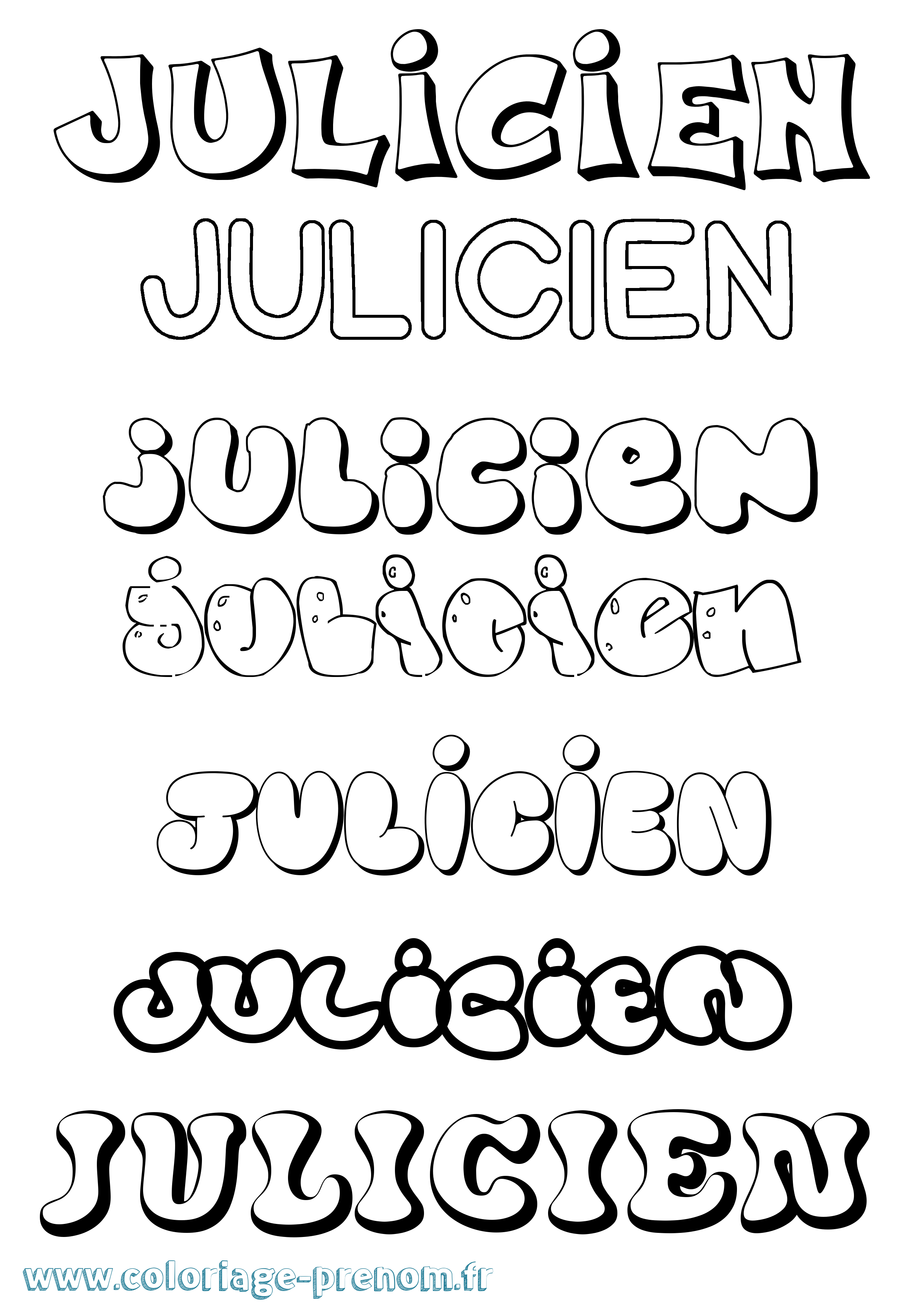 Coloriage Julicien Bubble Coloriage prénom Julicien Bubble