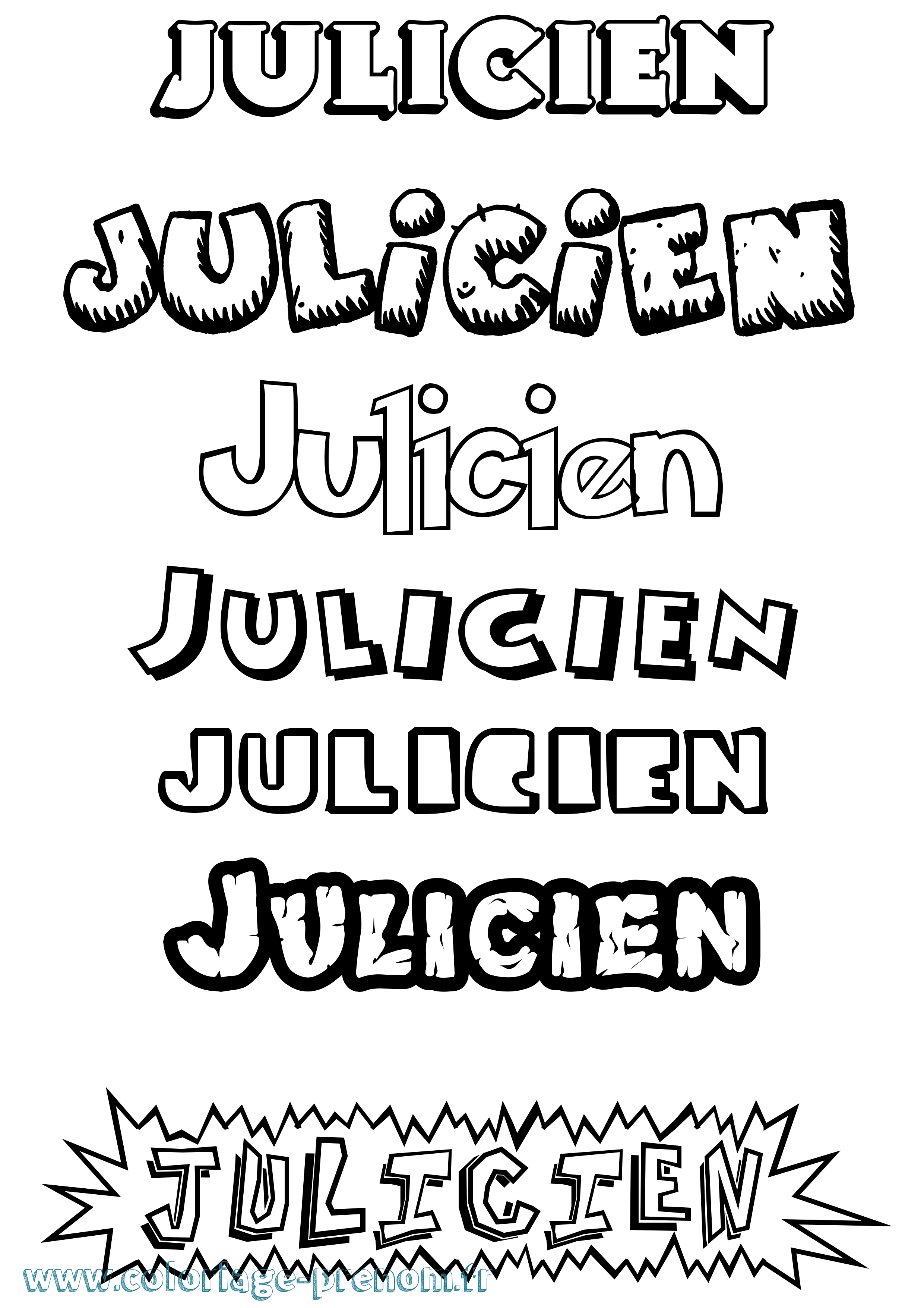 Coloriage Julicien Dessin Animé Coloriage prénom Julicien Dessin Animé