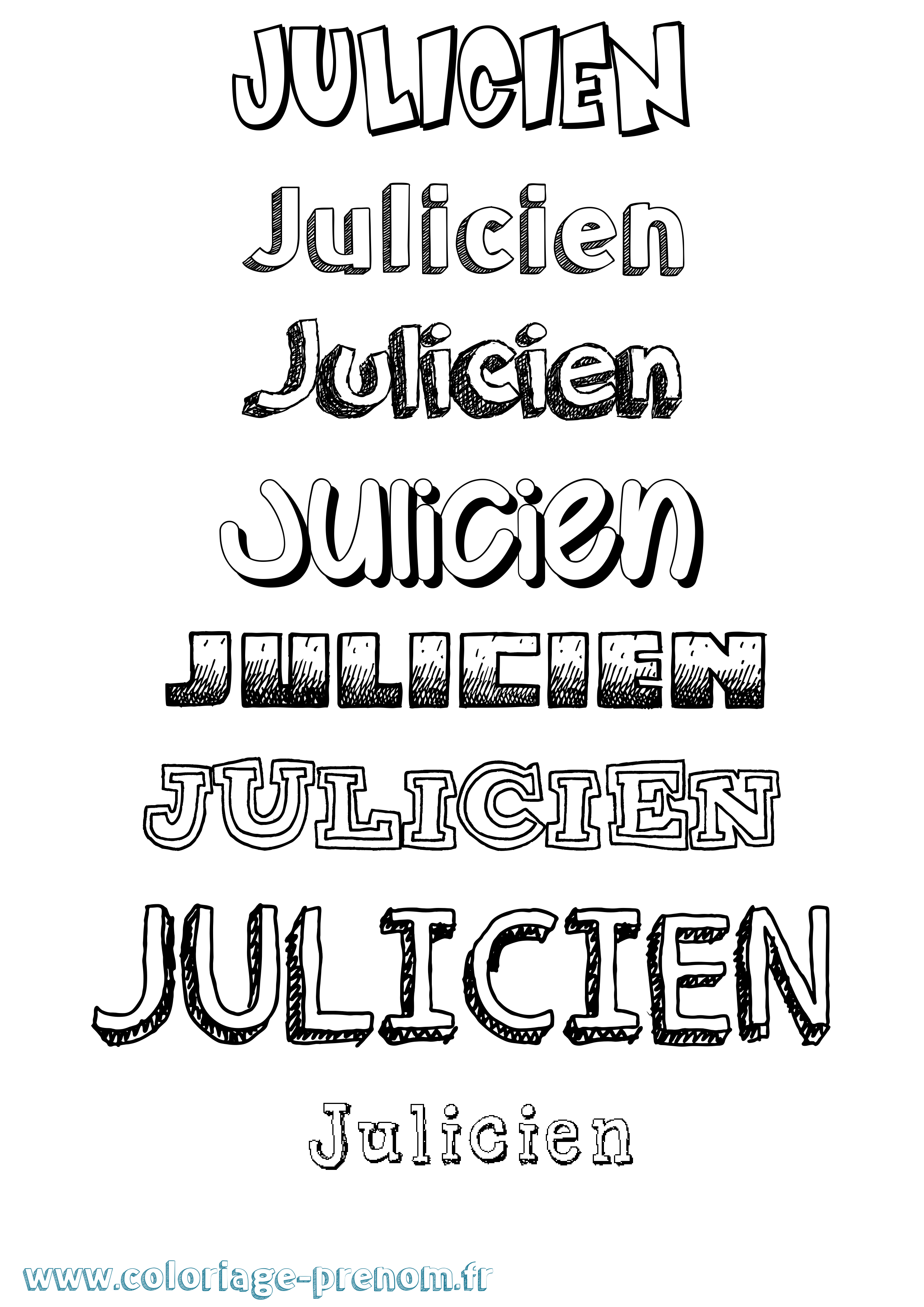Coloriage Julicien Dessiné Coloriage prénom Julicien Dessiné