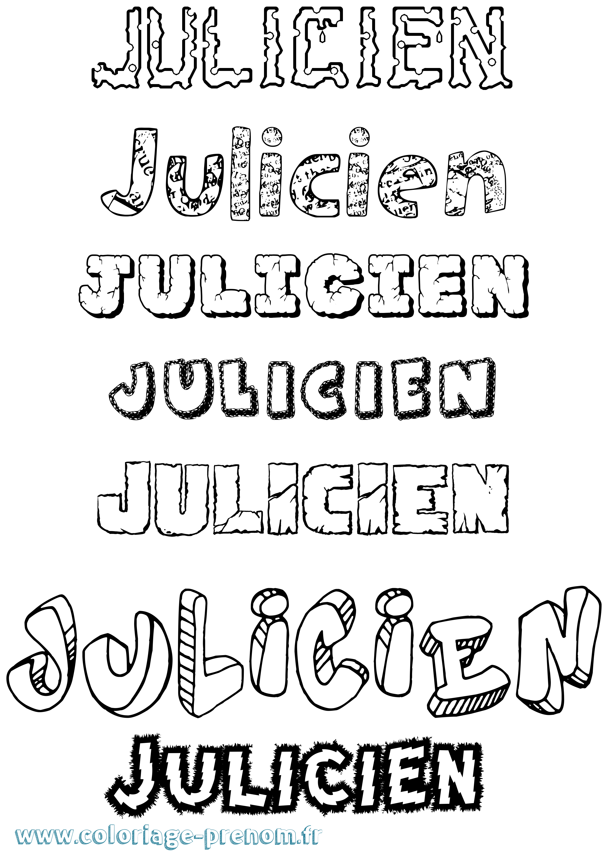 Coloriage Julicien Destructuré Coloriage prénom Julicien Destructuré