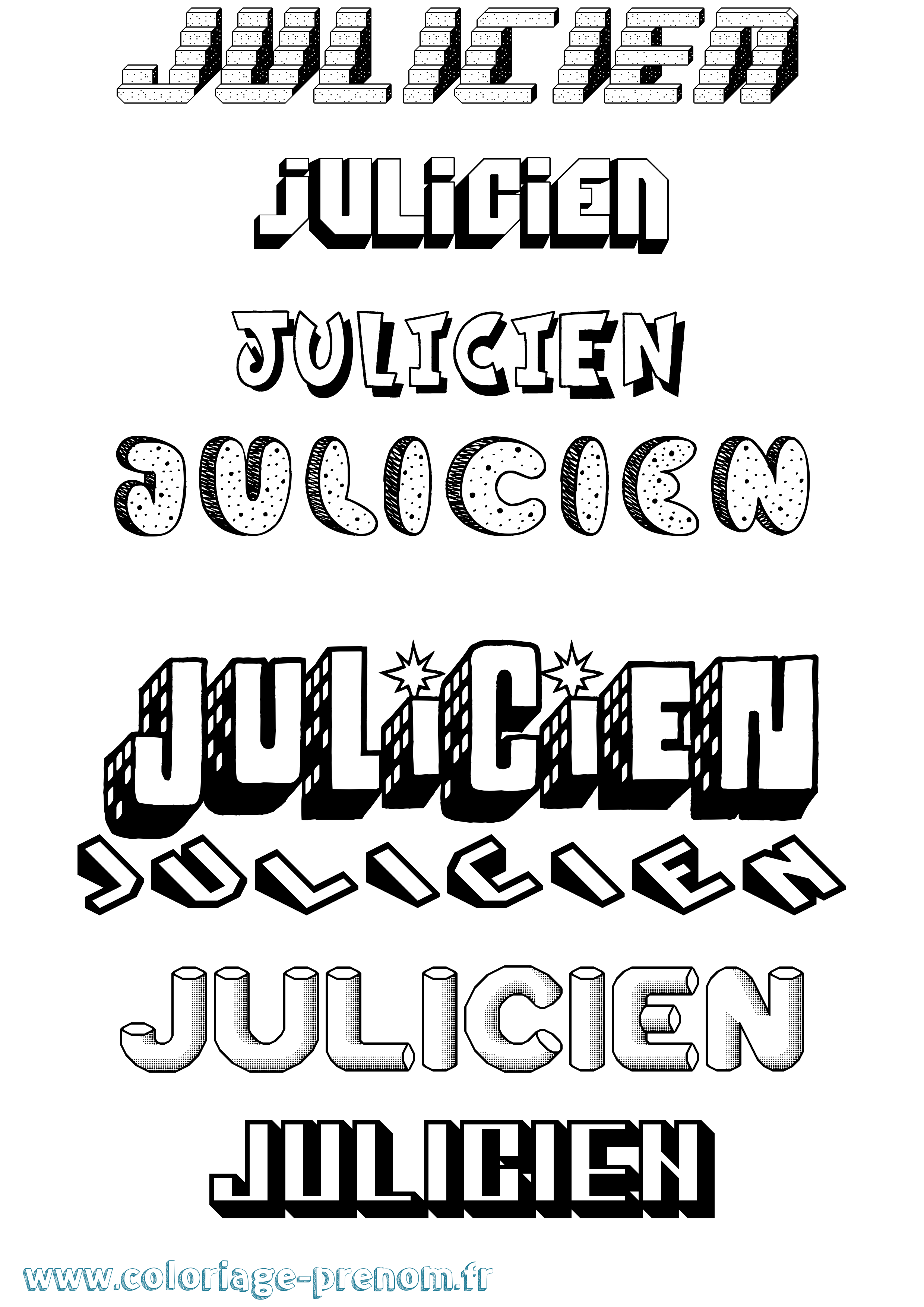 Coloriage Julicien Effet 3D Coloriage prénom Julicien Effet 3D