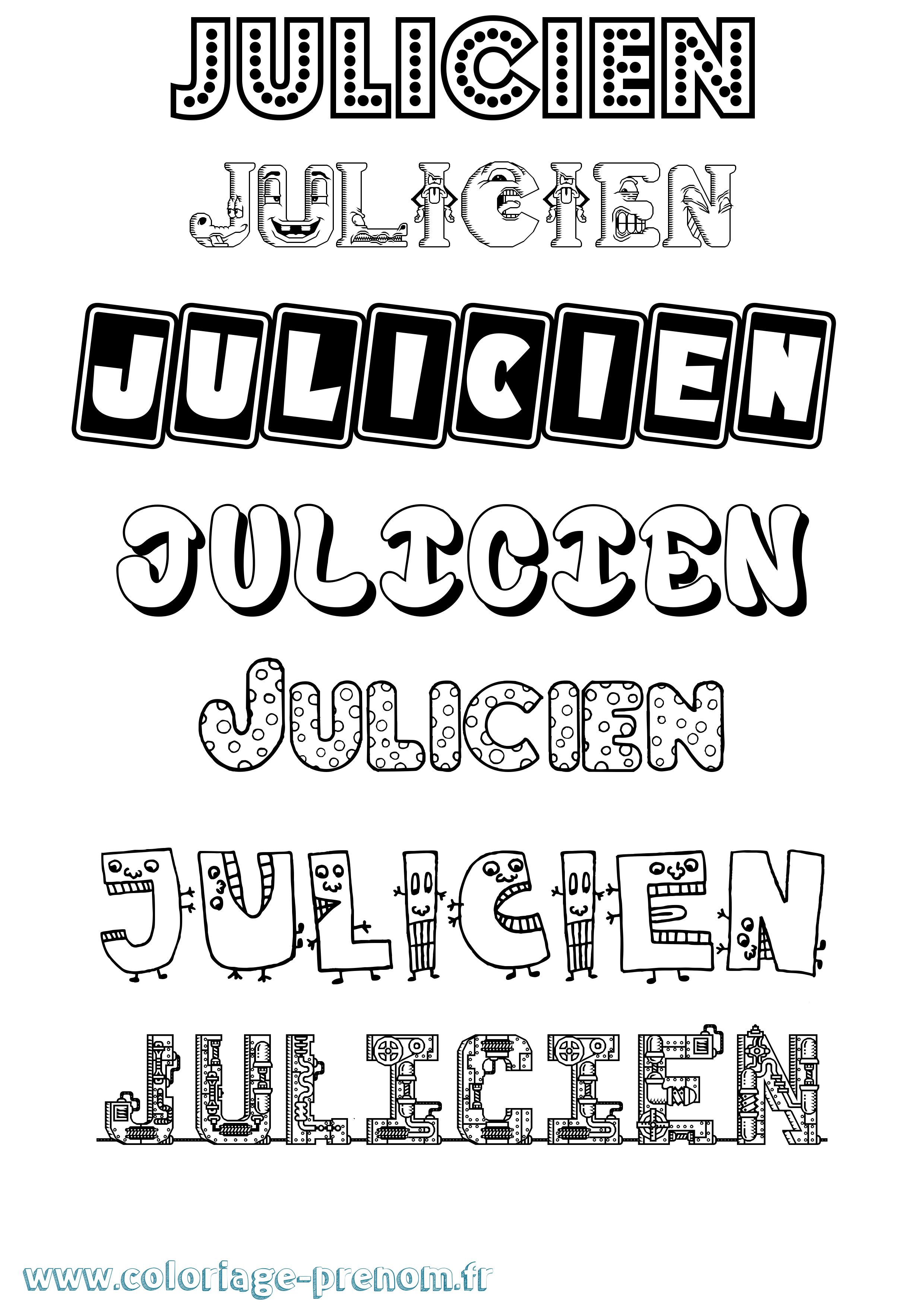 Coloriage Julicien Fun Coloriage prénom Julicien Fun