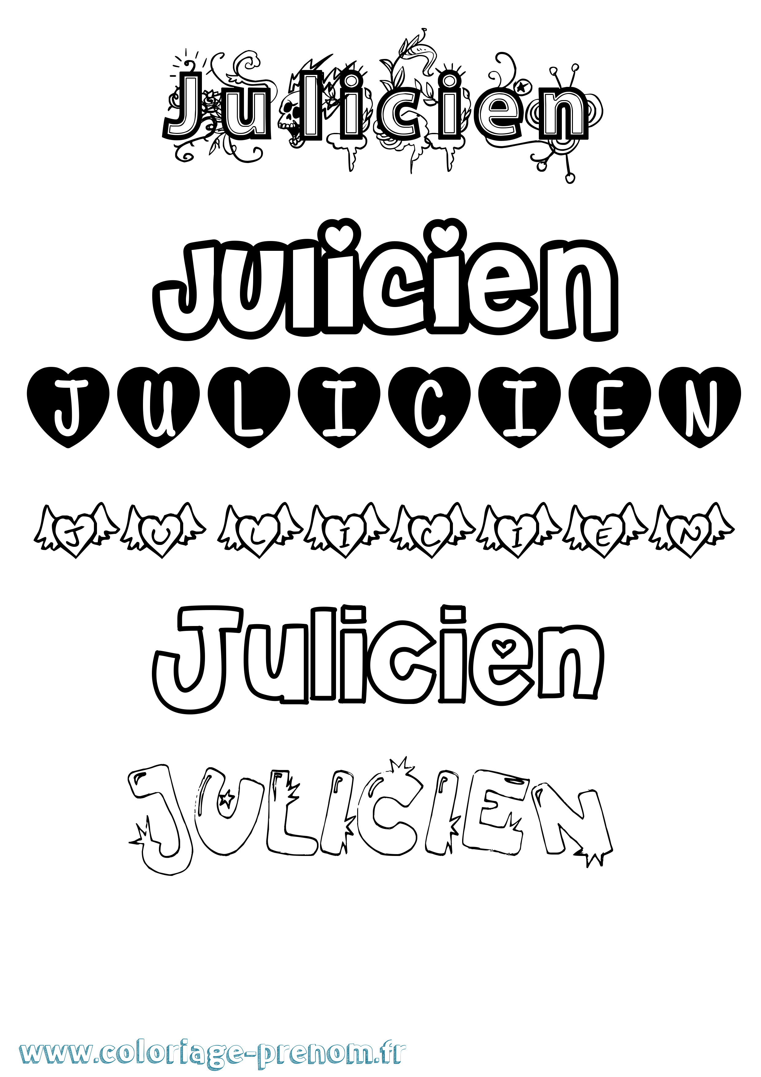 Coloriage Julicien Girly Coloriage prénom Julicien Girly