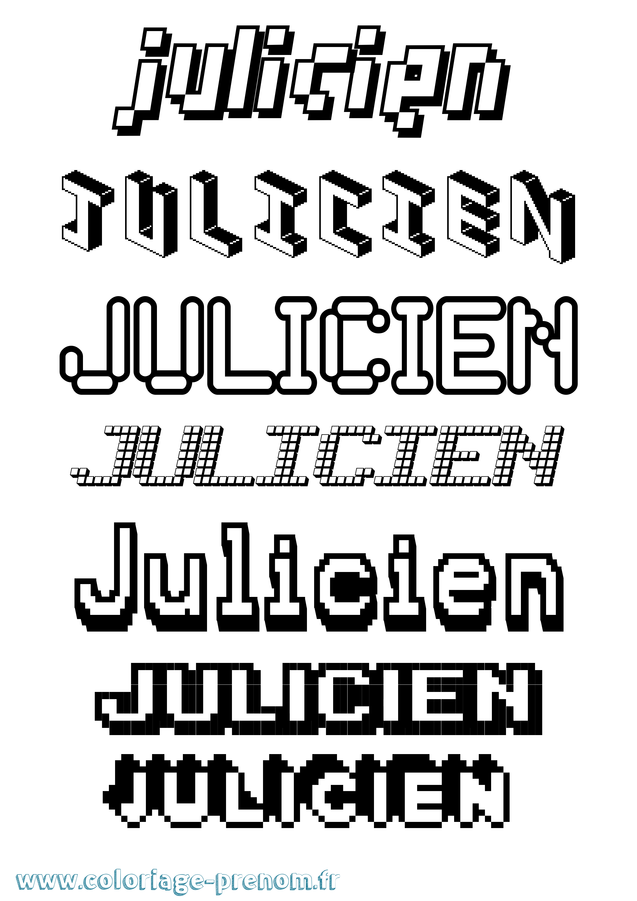 Coloriage Julicien Pixel Coloriage prénom Julicien Pixel