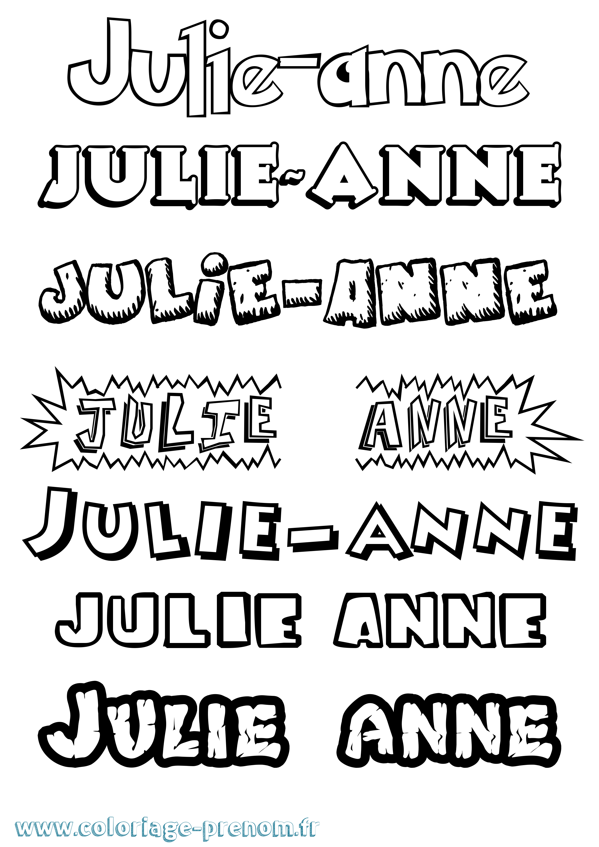 Coloriage Julie-Anne Dessin Animé Coloriage prénom Julie-Anne Dessin Animé