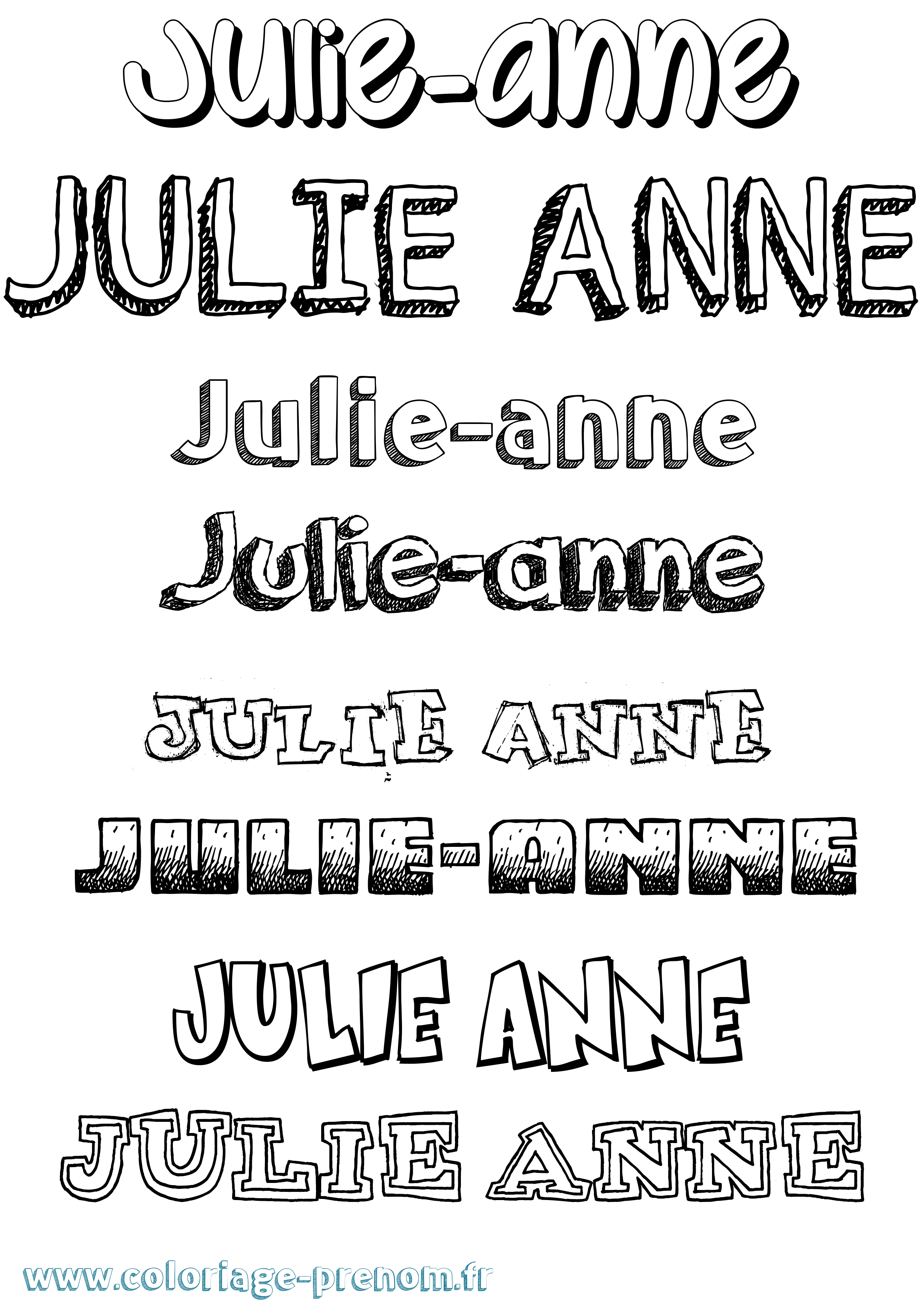 Coloriage Julie-Anne Dessiné Coloriage prénom Julie-Anne Dessiné