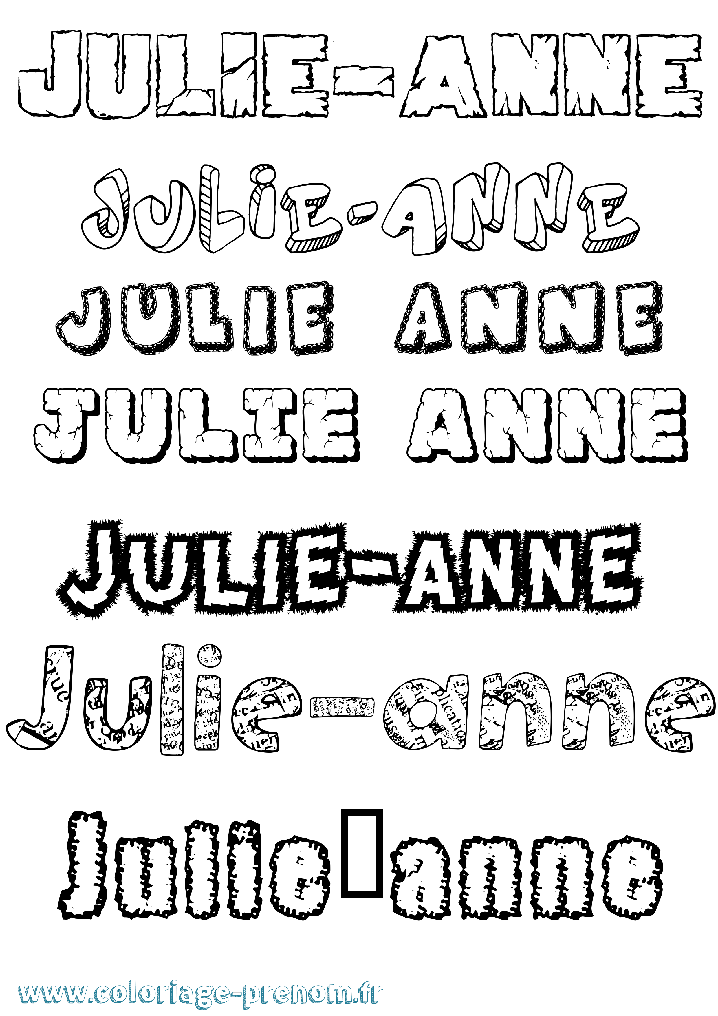 Coloriage Julie-Anne Destructuré Coloriage prénom Julie-Anne Destructuré