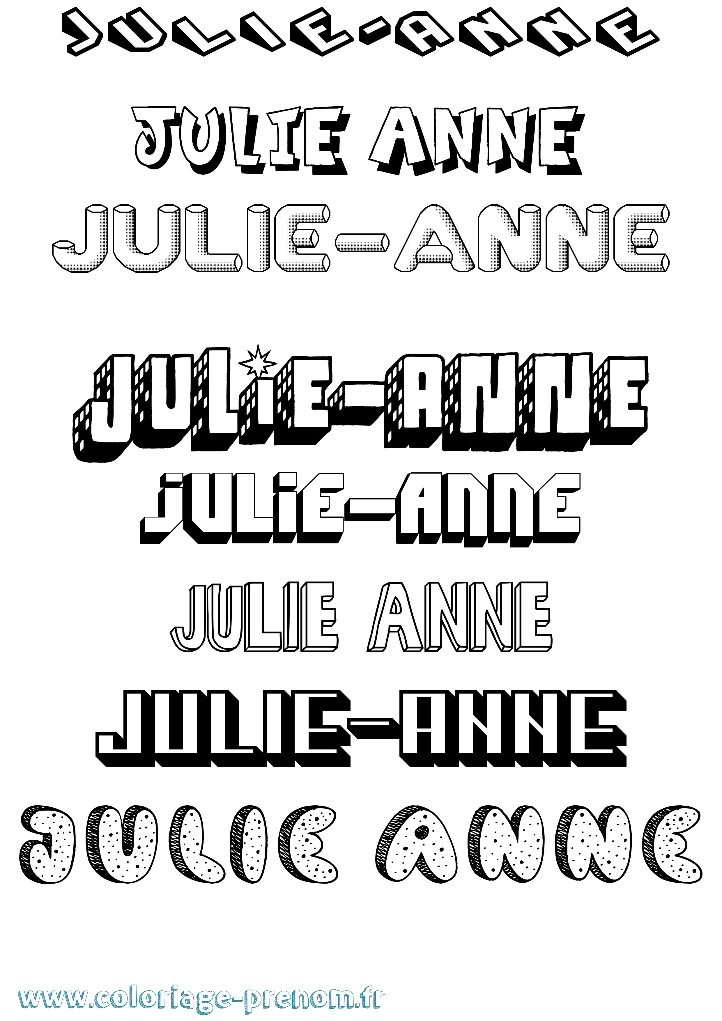 Coloriage Julie-Anne Effet 3D Coloriage prénom Julie-Anne Effet 3D
