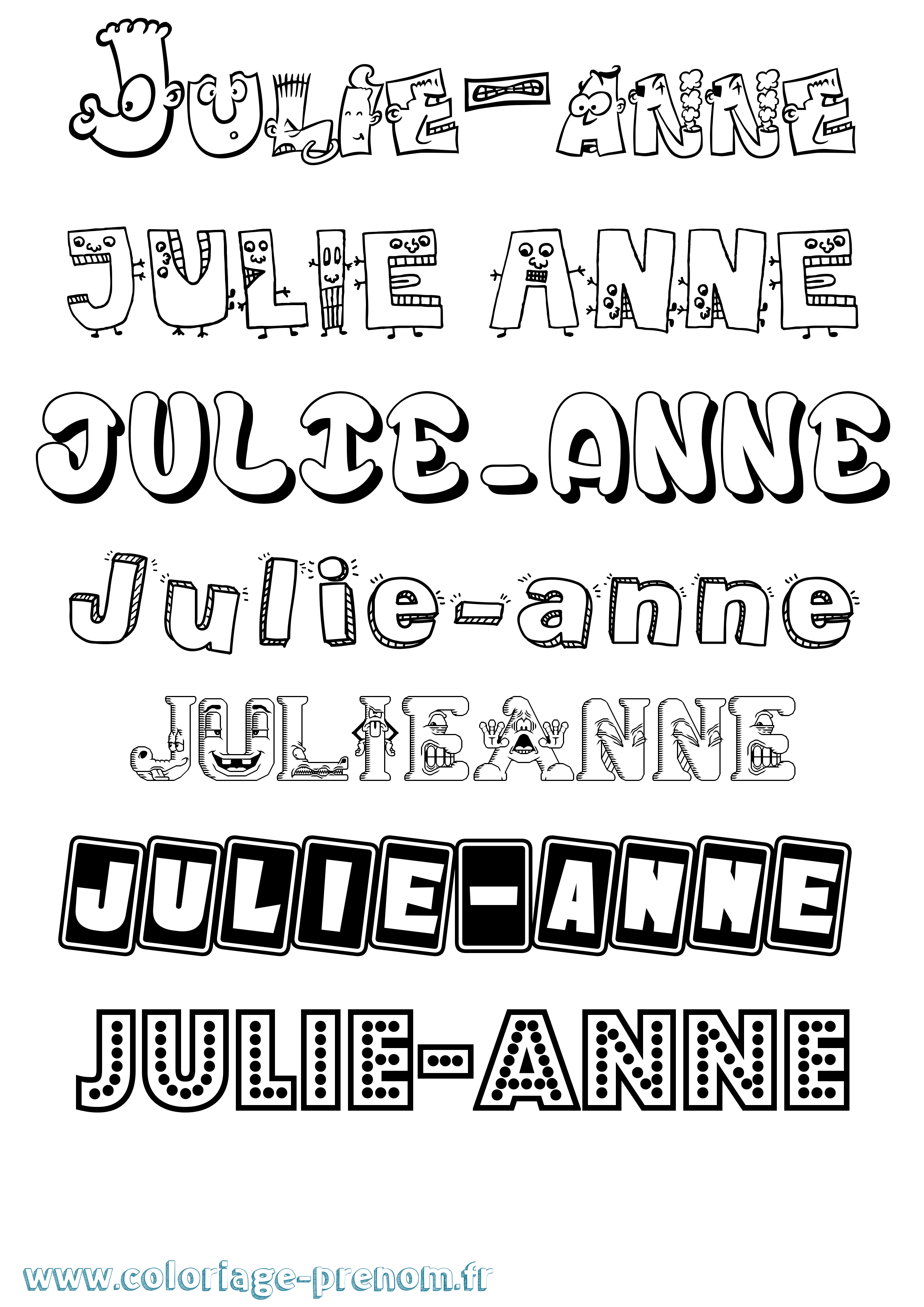 Coloriage Julie-Anne Fun Coloriage prénom Julie-Anne Fun