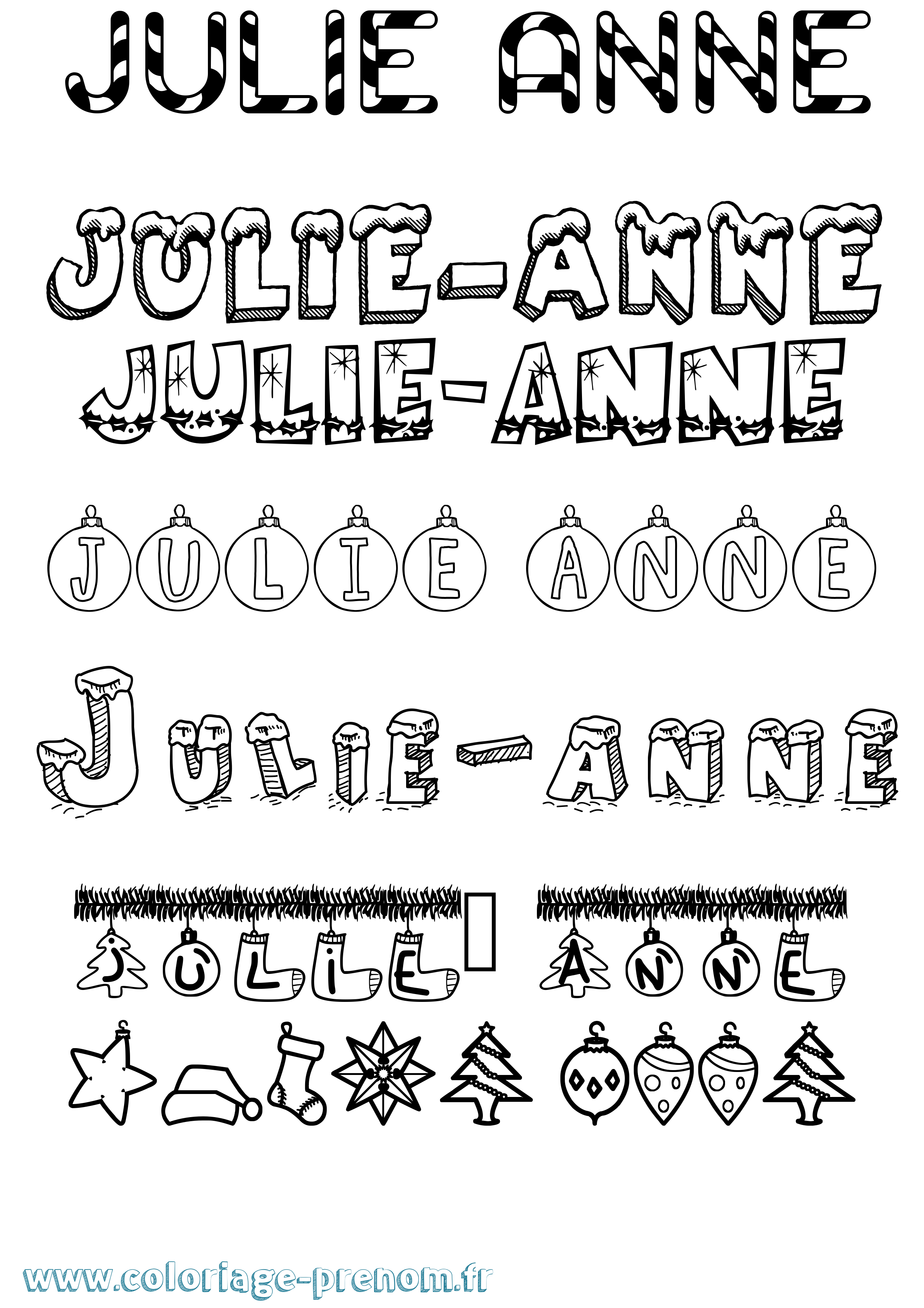 Coloriage Julie-Anne Noël Coloriage prénom Julie-Anne Noël