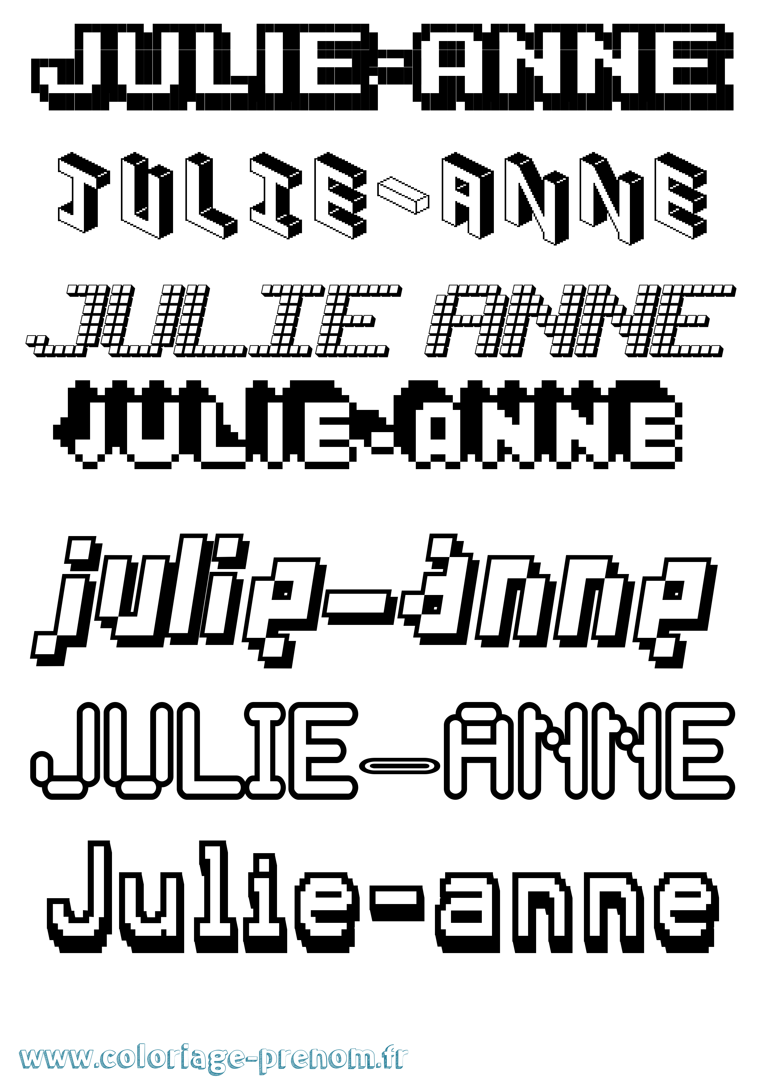 Coloriage Julie-Anne Pixel Coloriage prénom Julie-Anne Pixel