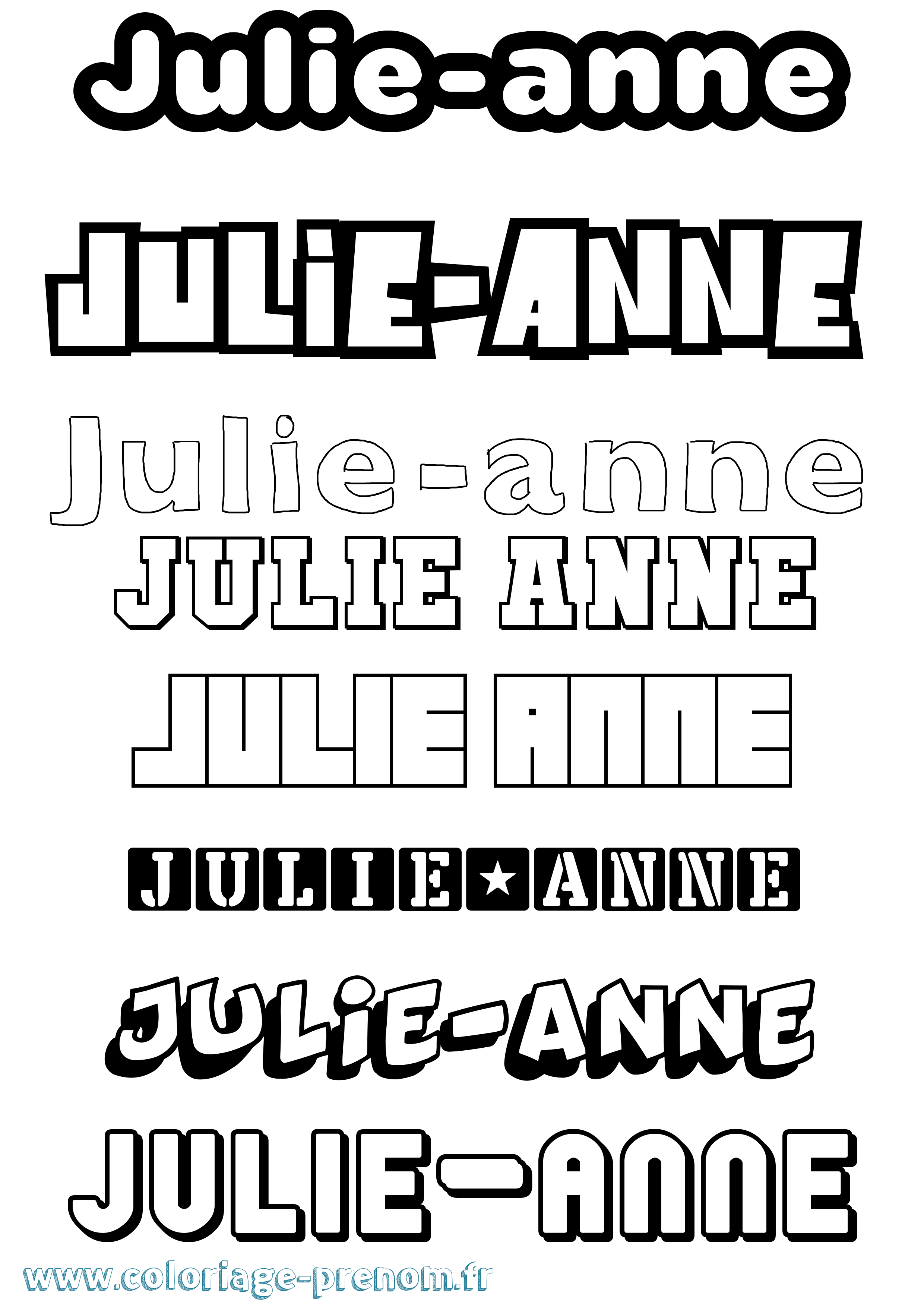 Coloriage Julie-Anne Simple Coloriage prénom Julie-Anne Simple