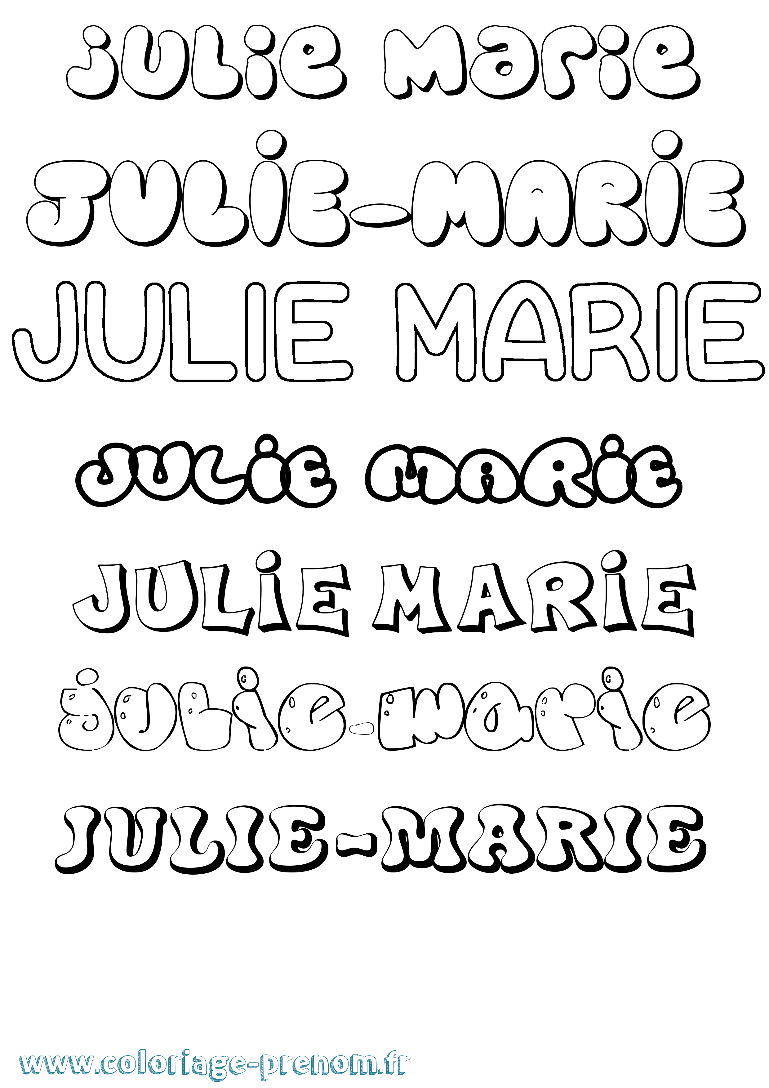 Coloriage Julie-Marie Bubble Coloriage prénom Julie-Marie Bubble