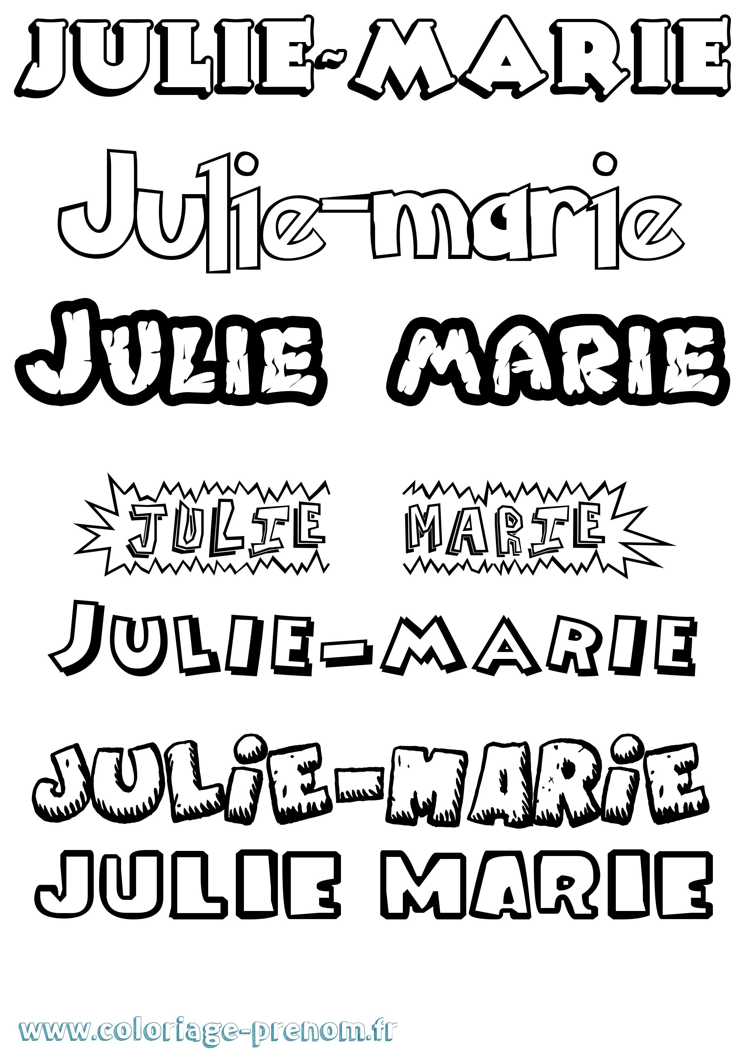 Coloriage Julie-Marie Dessin Animé Coloriage prénom Julie-Marie Dessin Animé