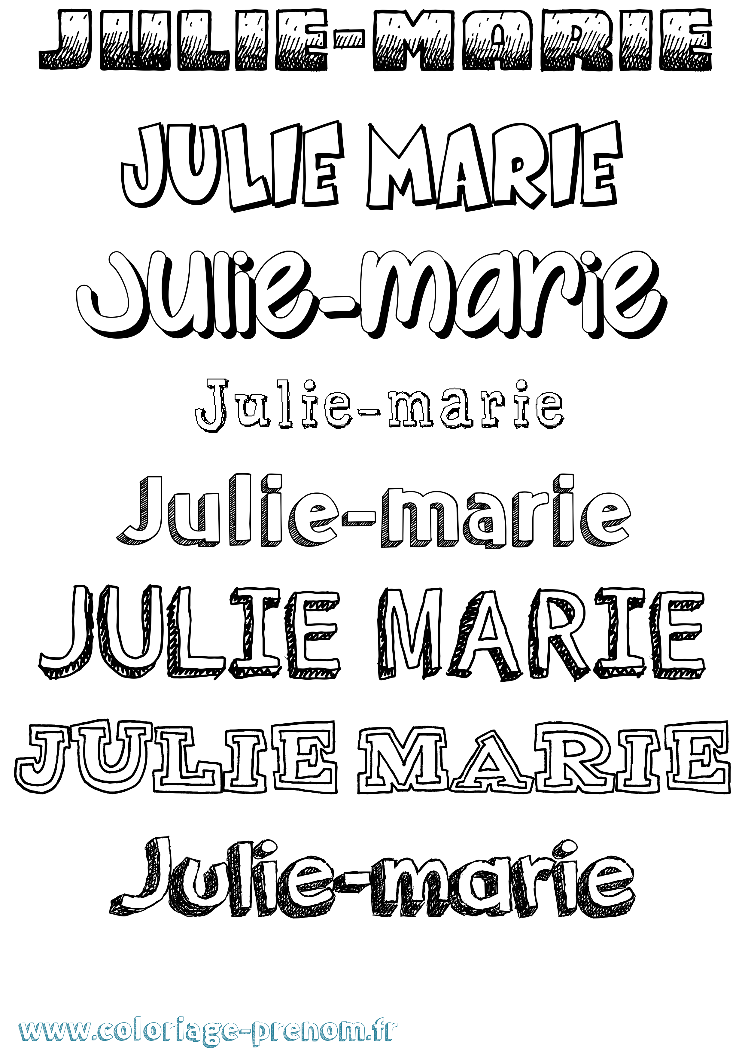 Coloriage Julie-Marie Dessiné Coloriage prénom Julie-Marie Dessiné