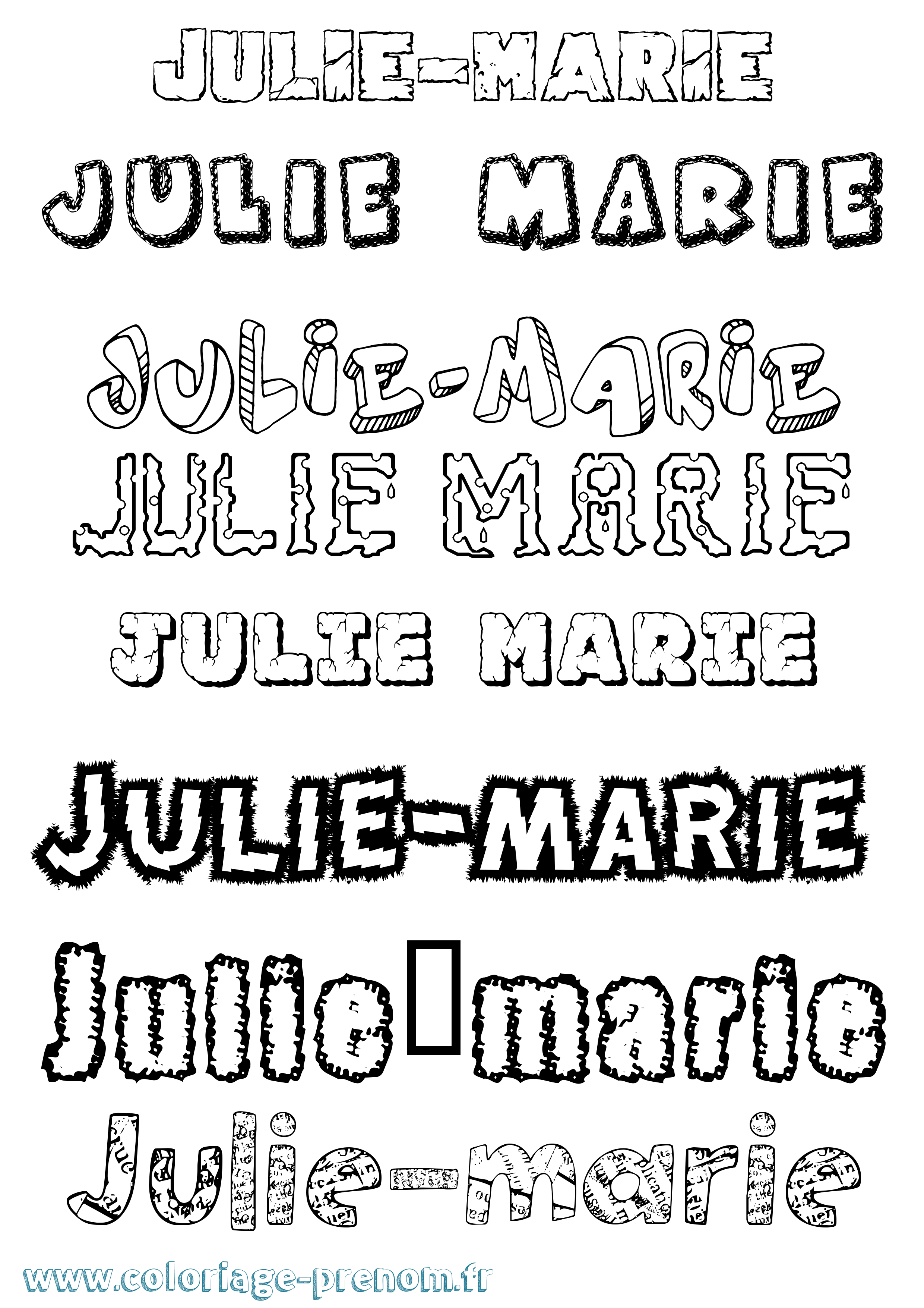 Coloriage Julie-Marie Destructuré Coloriage prénom Julie-Marie Destructuré