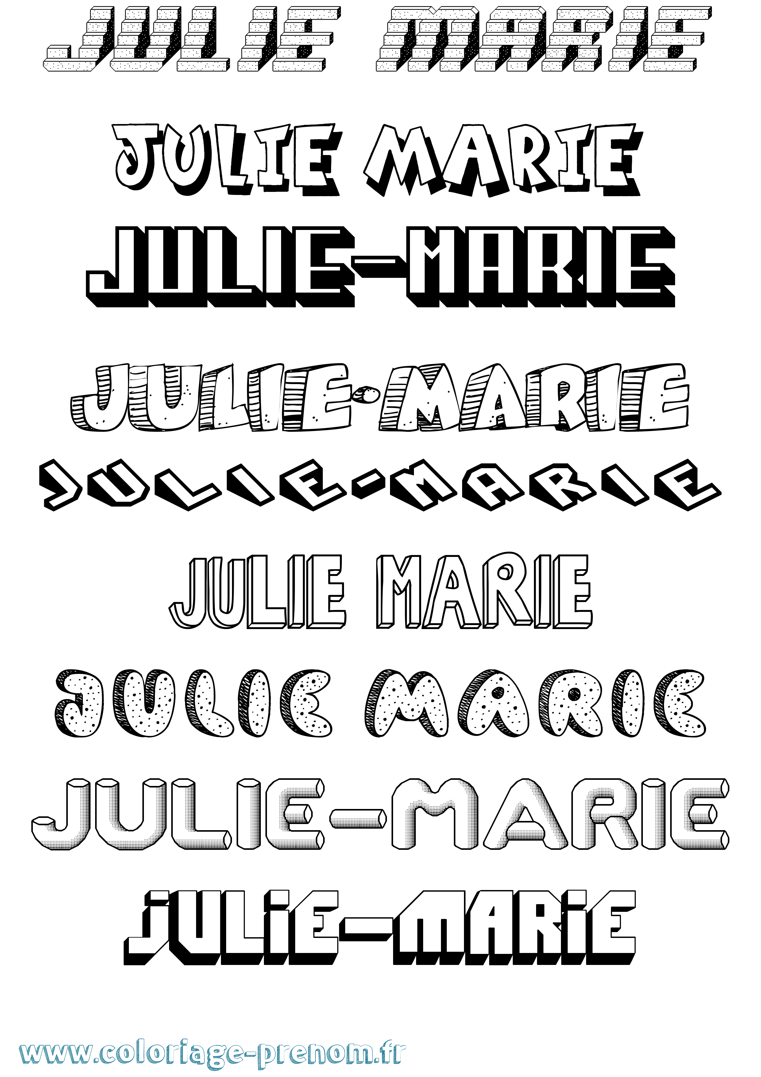 Coloriage Julie-Marie Effet 3D Coloriage prénom Julie-Marie Effet 3D