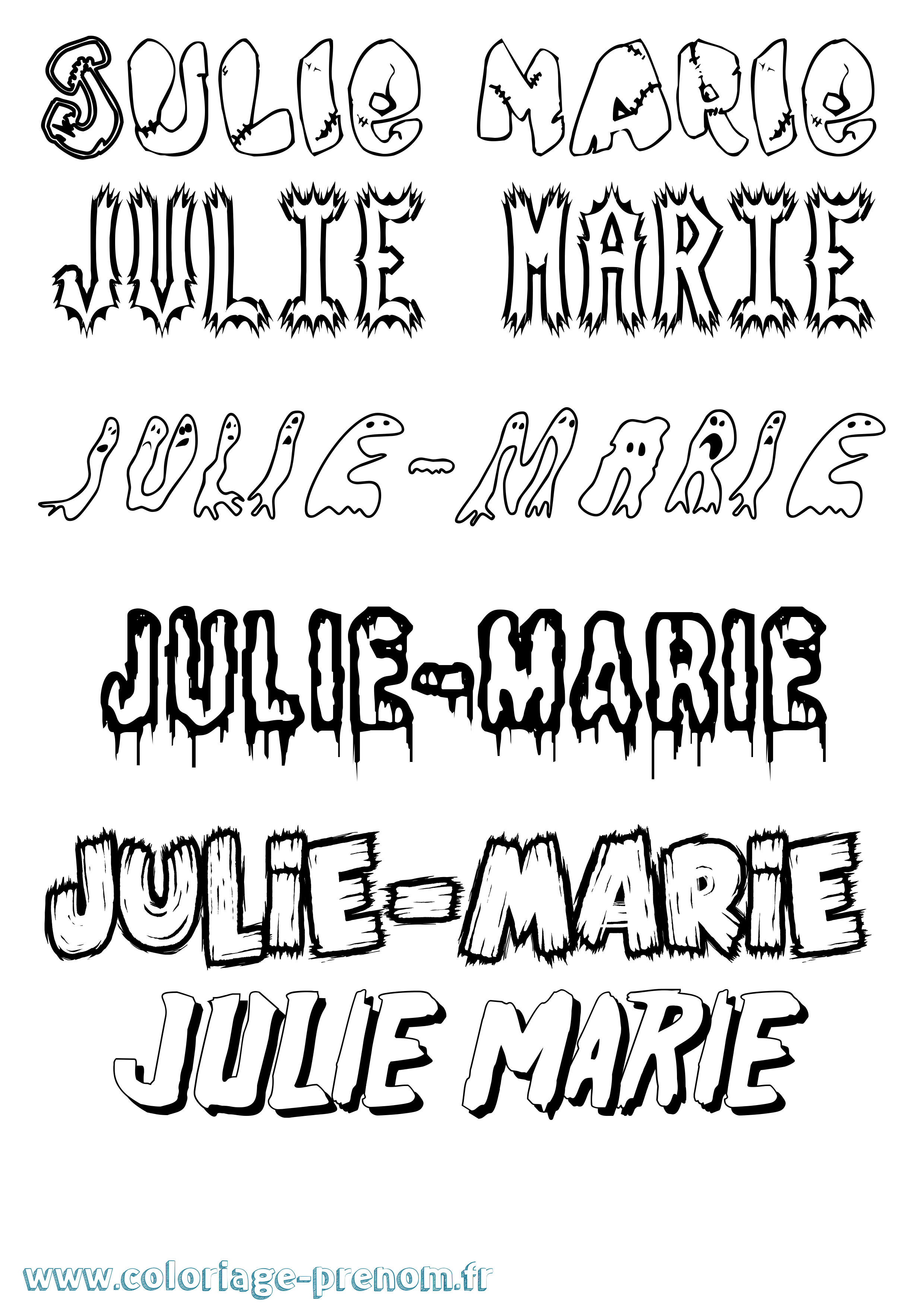 Coloriage Julie-Marie Frisson Coloriage prénom Julie-Marie Frisson