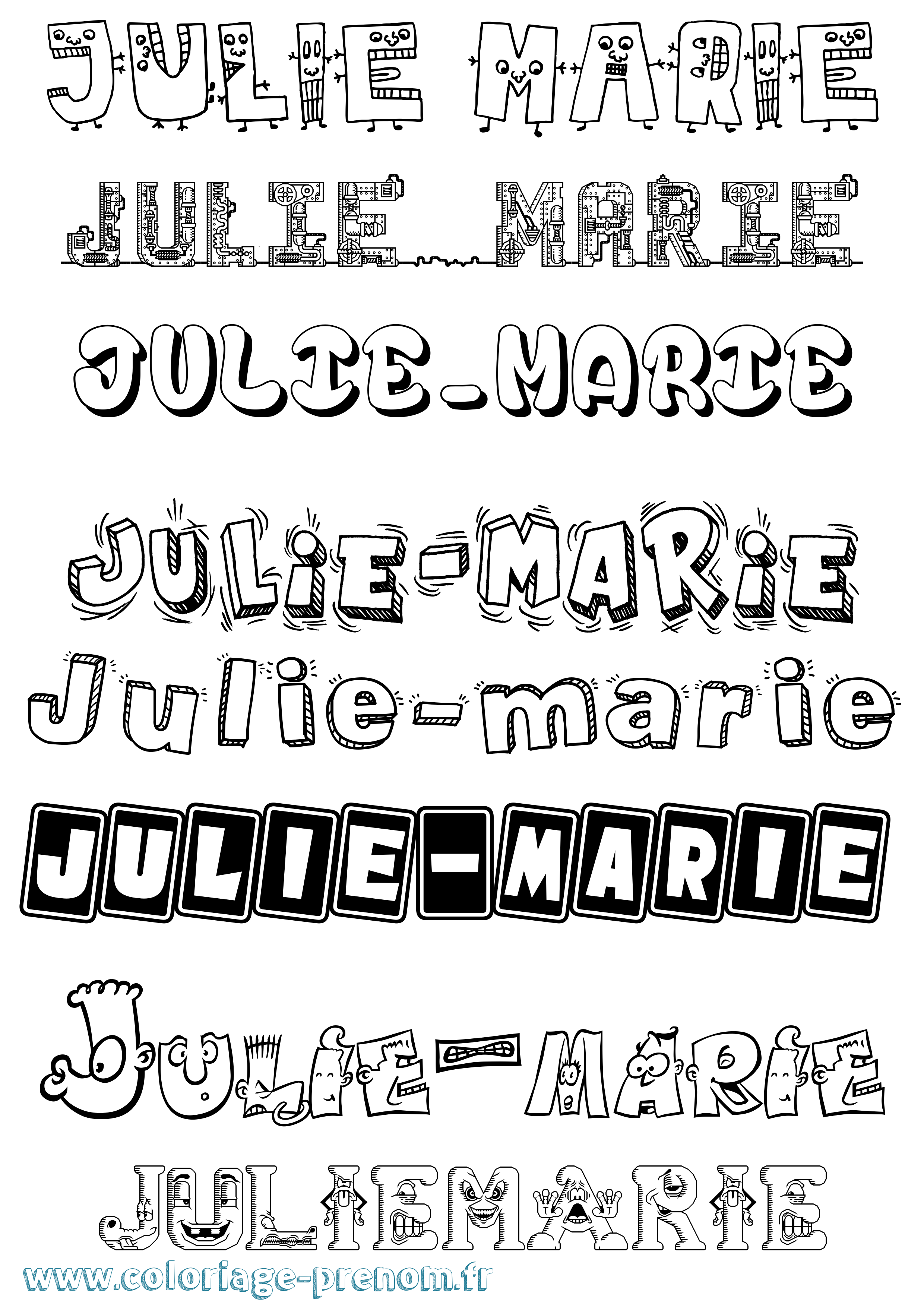 Coloriage Julie-Marie Fun Coloriage prénom Julie-Marie Fun