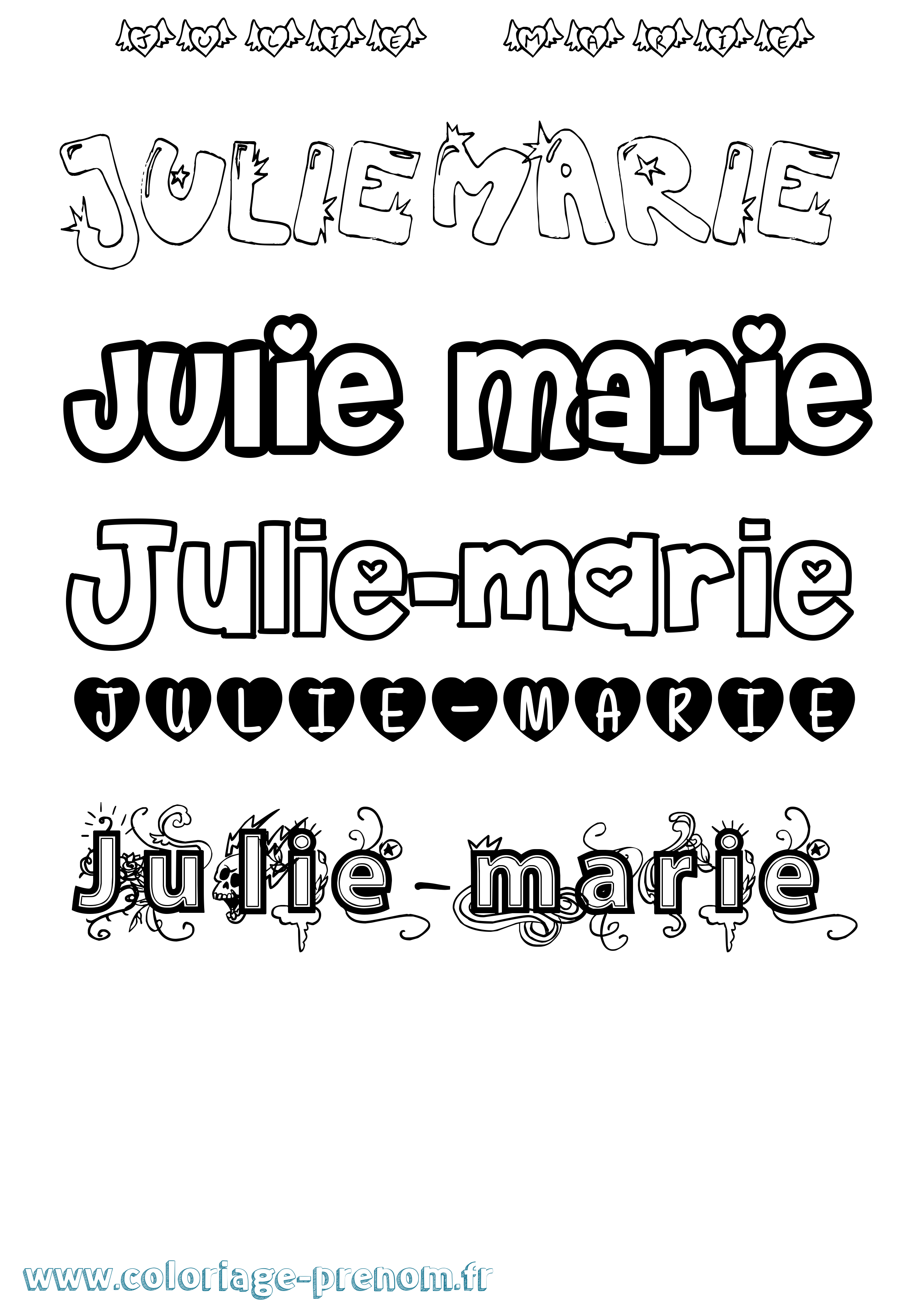 Coloriage Julie-Marie Girly Coloriage prénom Julie-Marie Girly