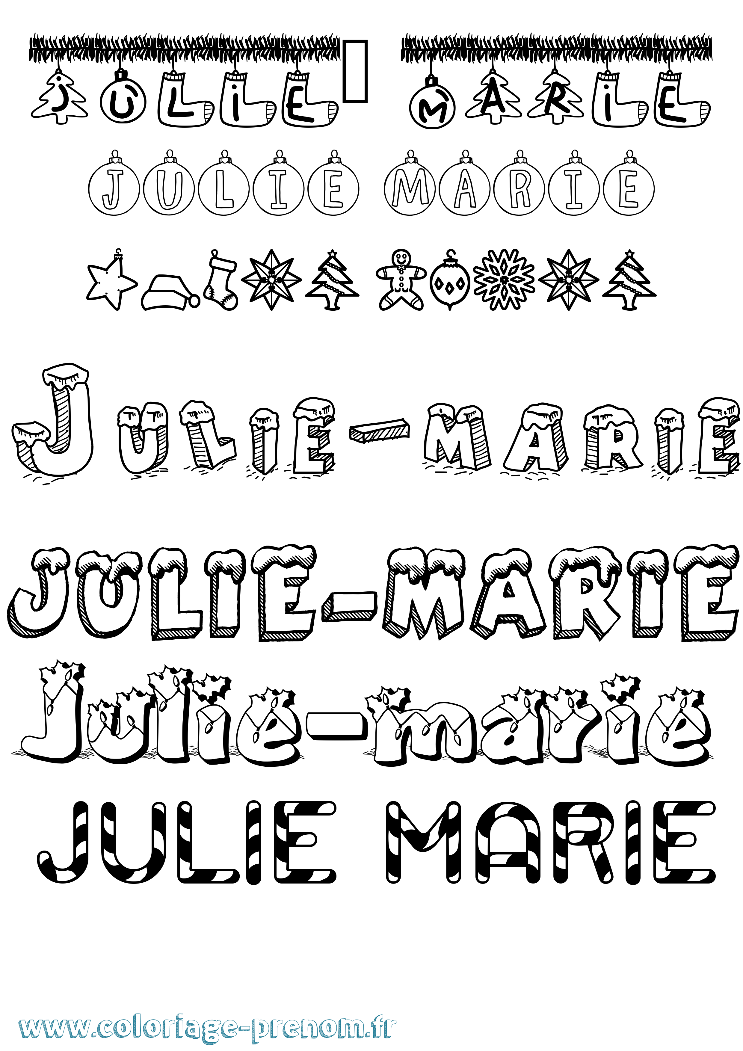 Coloriage Julie-Marie Noël Coloriage prénom Julie-Marie Noël