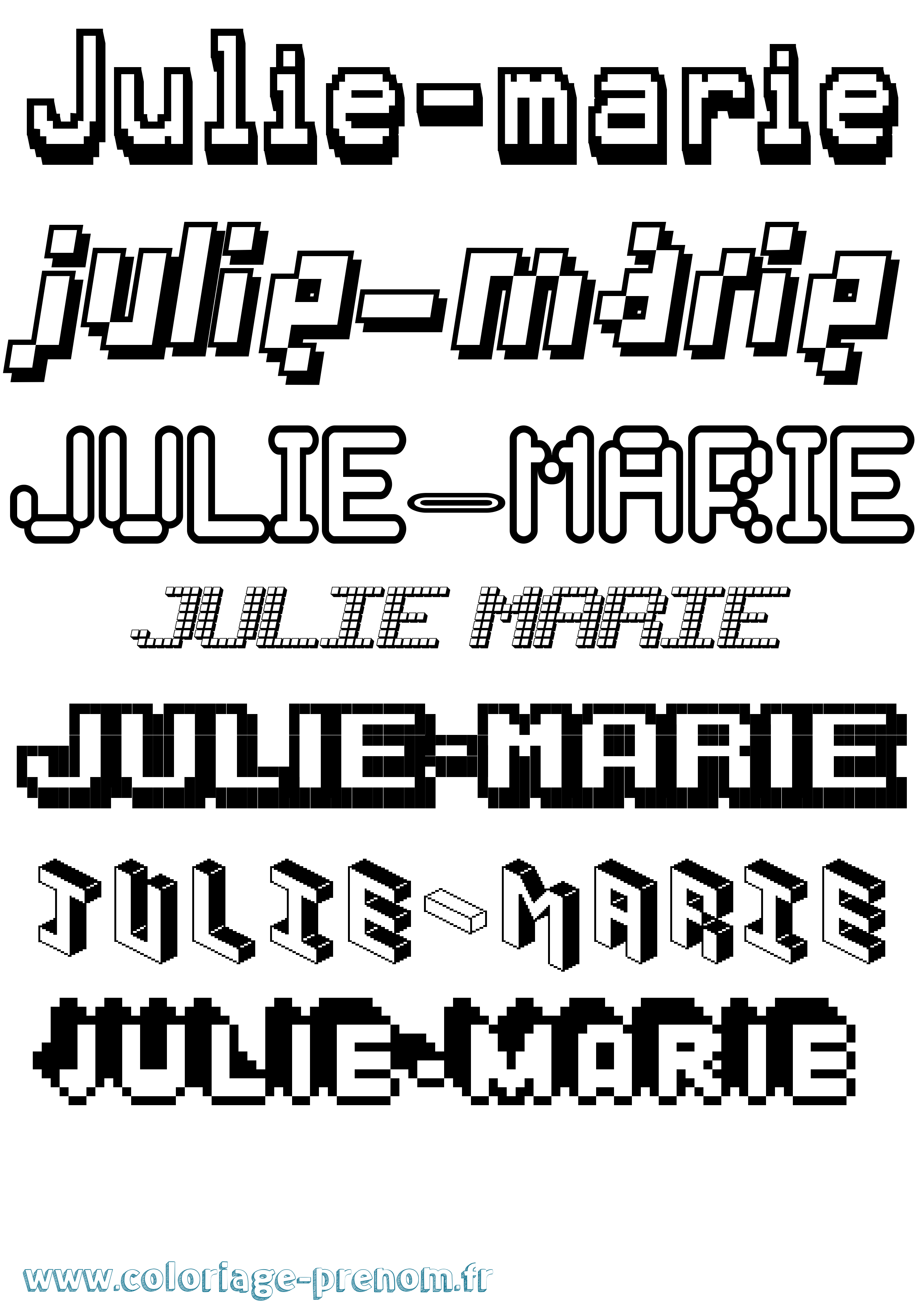 Coloriage Julie-Marie Pixel Coloriage prénom Julie-Marie Pixel