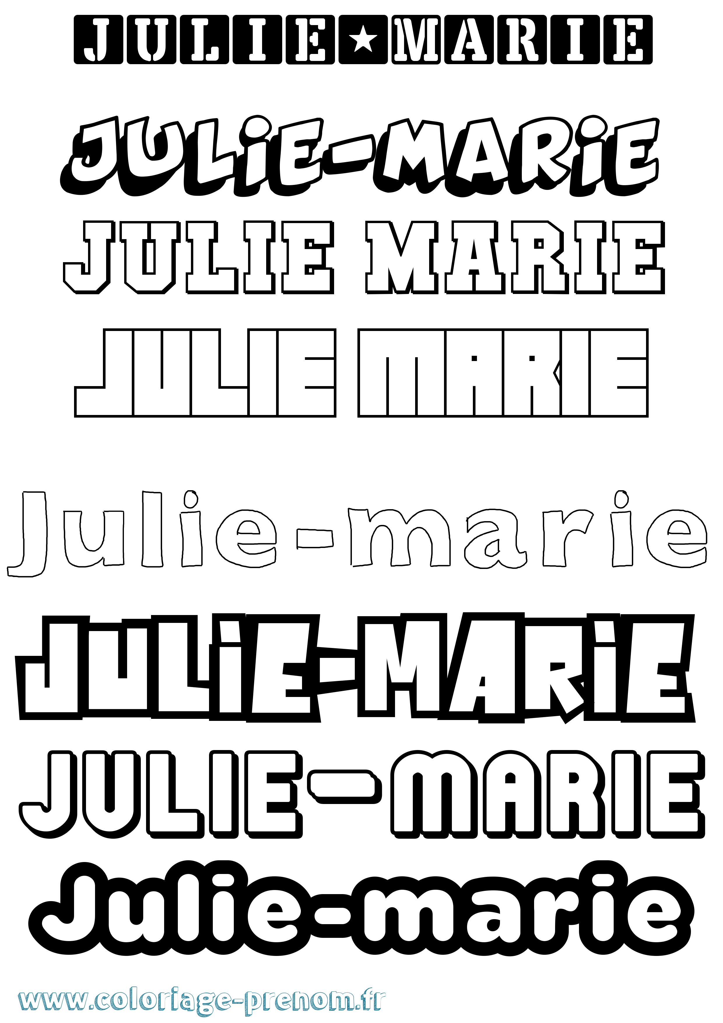 Coloriage Julie-Marie Simple Coloriage prénom Julie-Marie Simple