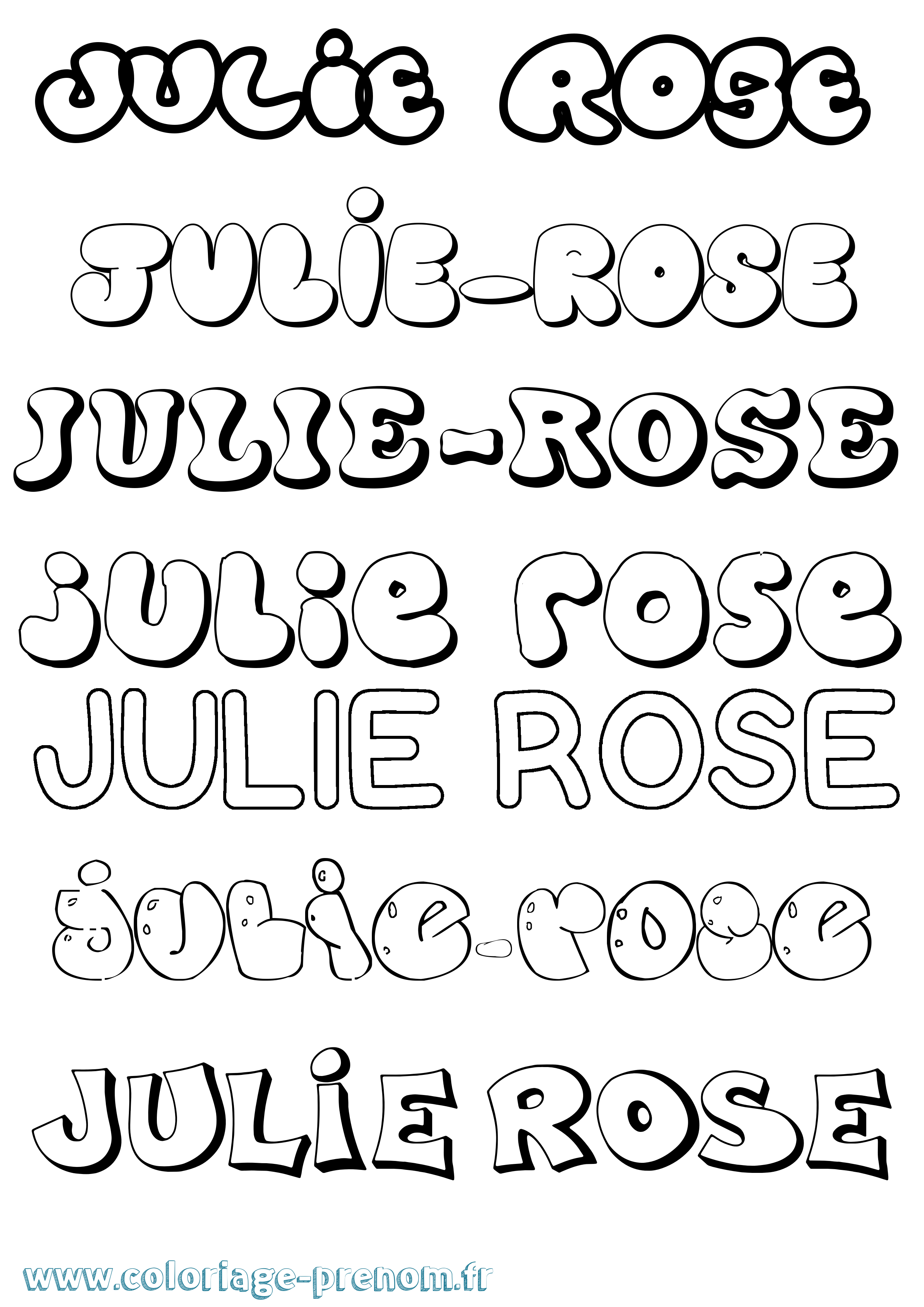 Coloriage Julie-Rose Bubble Coloriage prénom Julie-Rose Bubble