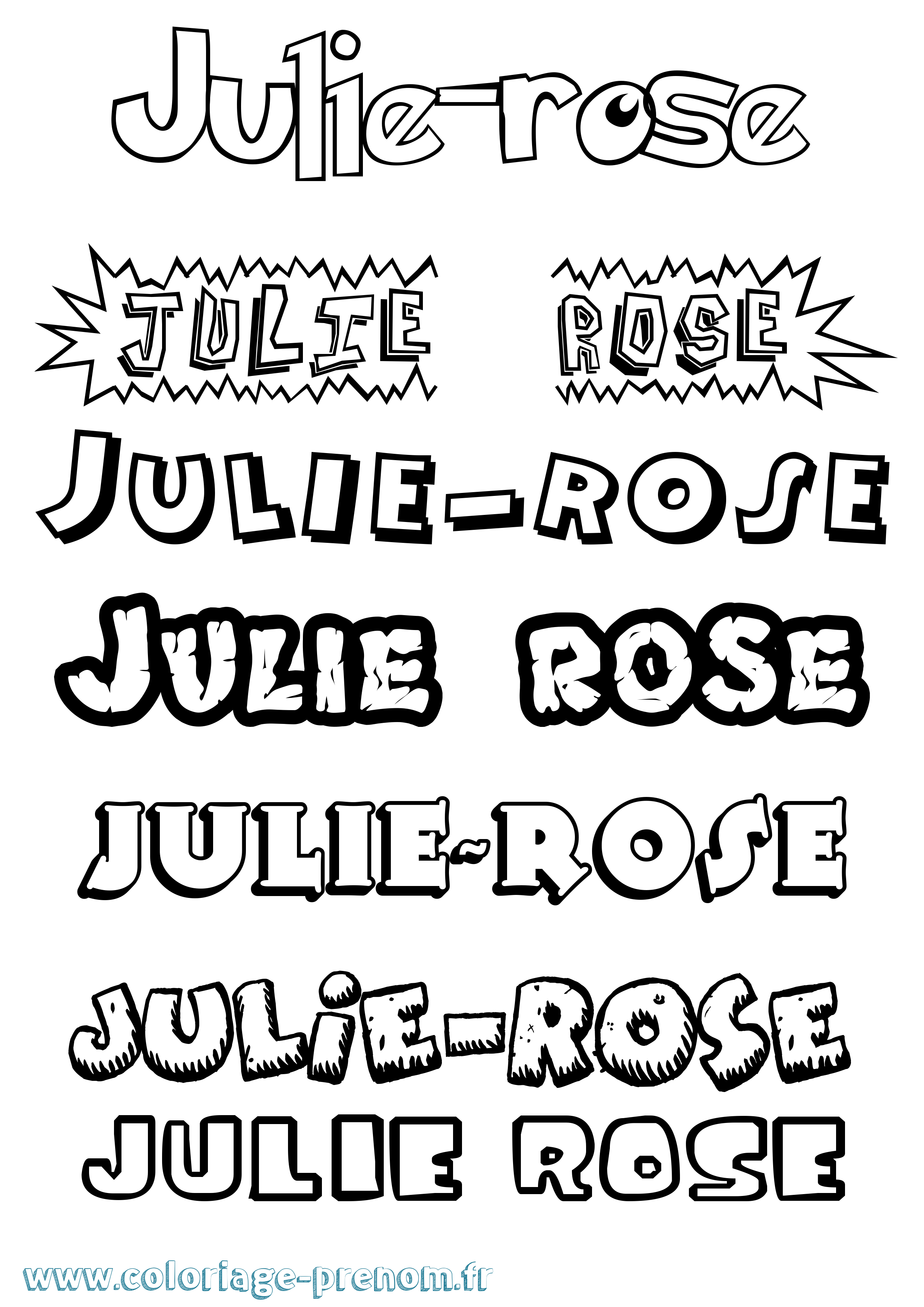Coloriage Julie-Rose Dessin Animé Coloriage prénom Julie-Rose Dessin Animé