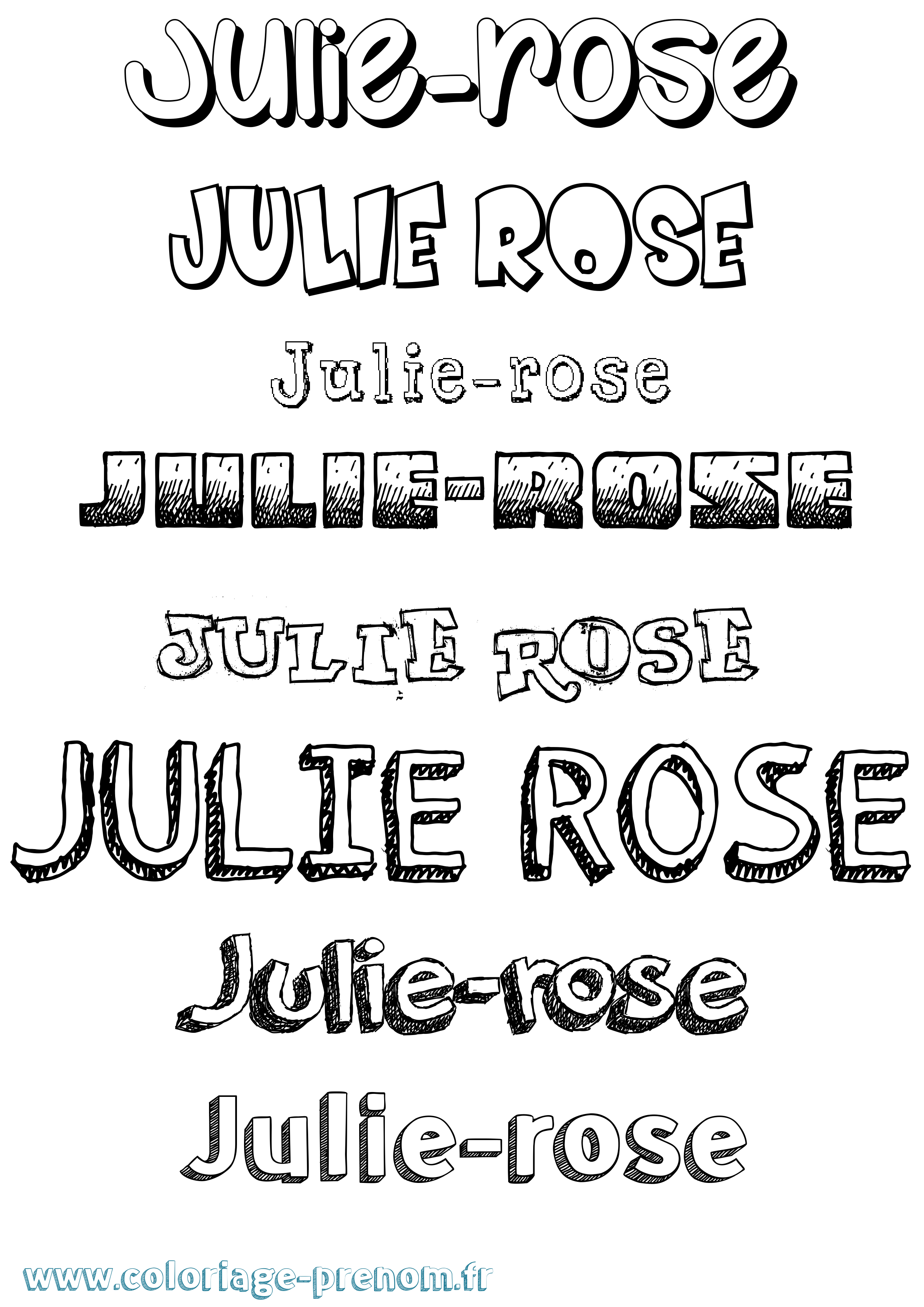 Coloriage Julie-Rose Dessiné Coloriage prénom Julie-Rose Dessiné