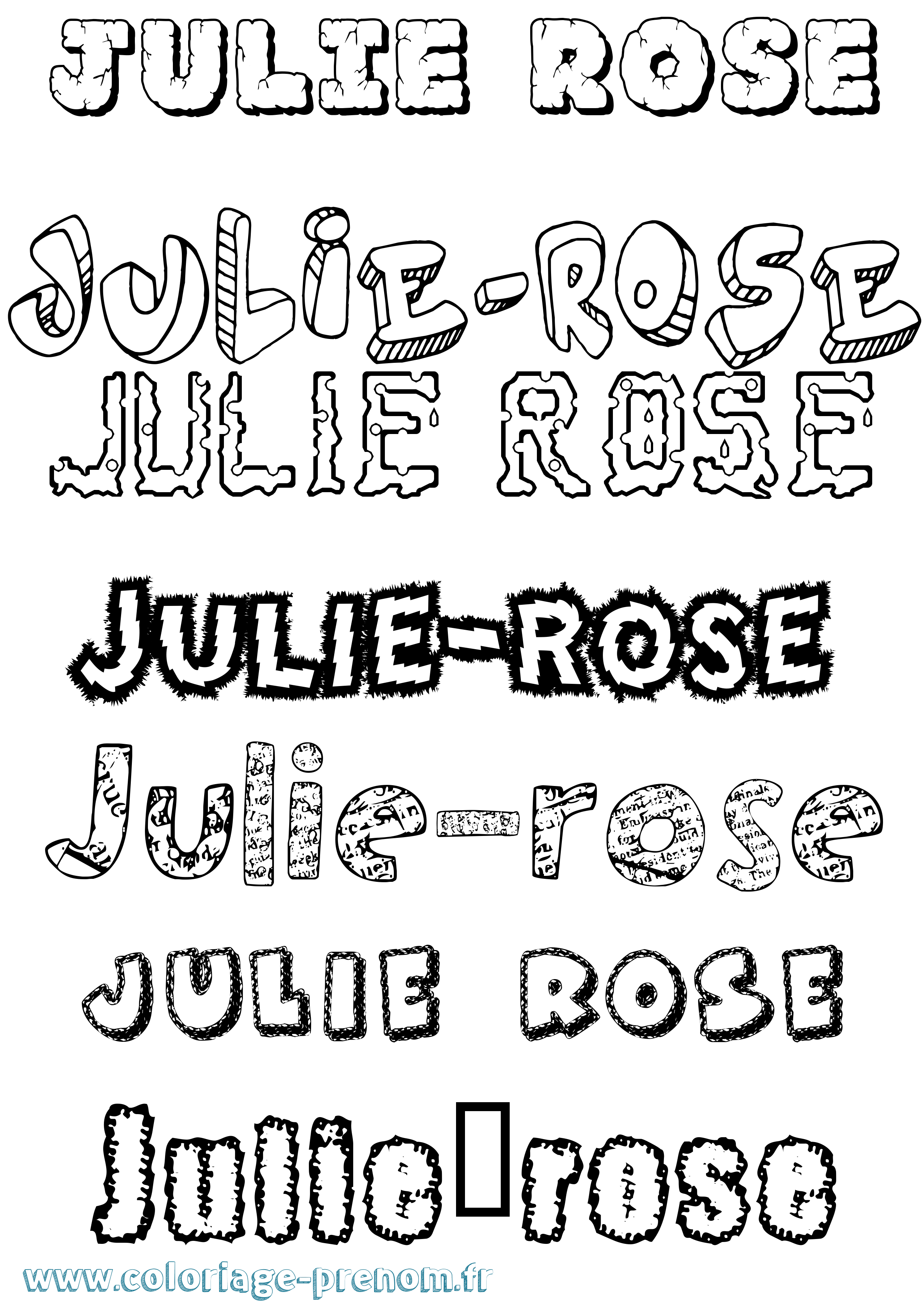 Coloriage Julie-Rose Destructuré Coloriage prénom Julie-Rose Destructuré