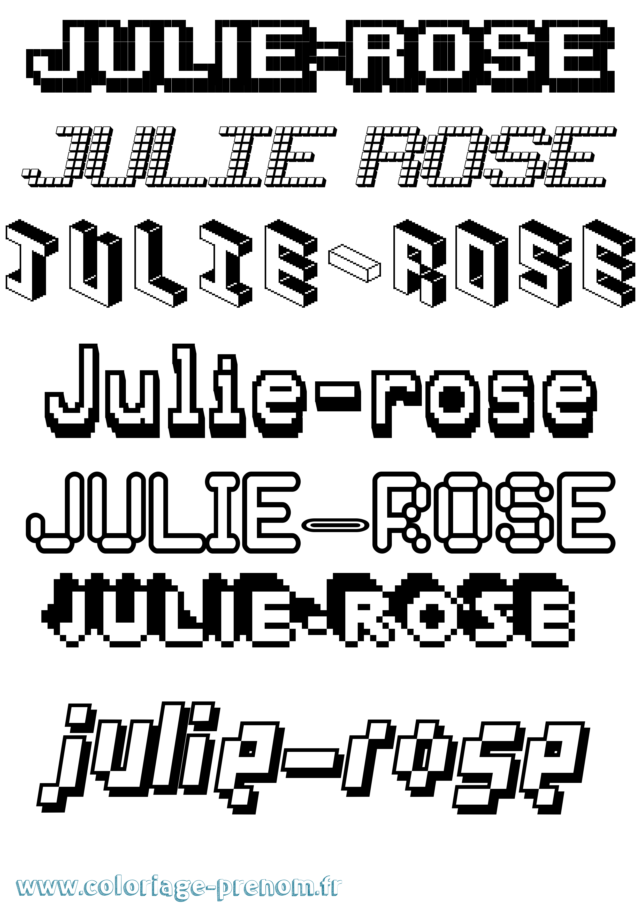 Coloriage Julie-Rose Pixel Coloriage prénom Julie-Rose Pixel