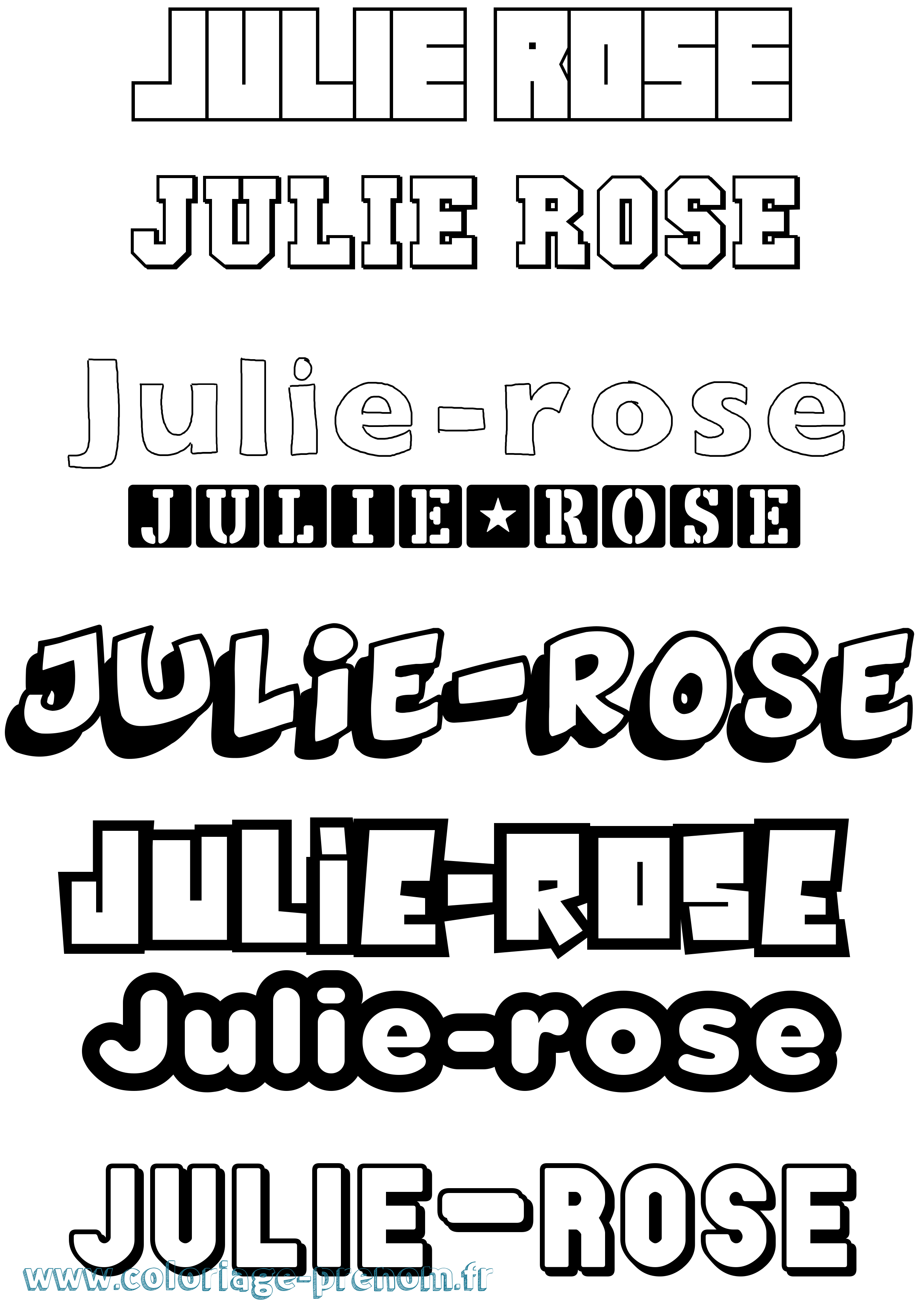 Coloriage Julie-Rose Simple Coloriage prénom Julie-Rose Simple