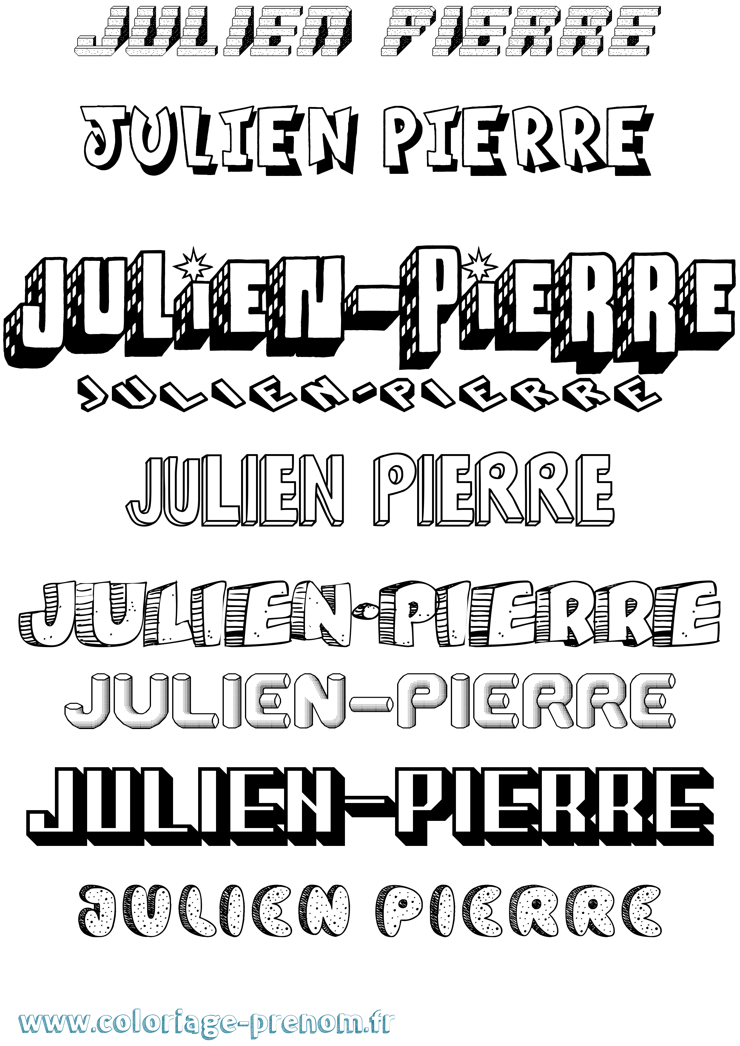 Coloriage Julien-Pierre Effet 3D Coloriage prénom Julien-Pierre Effet 3D