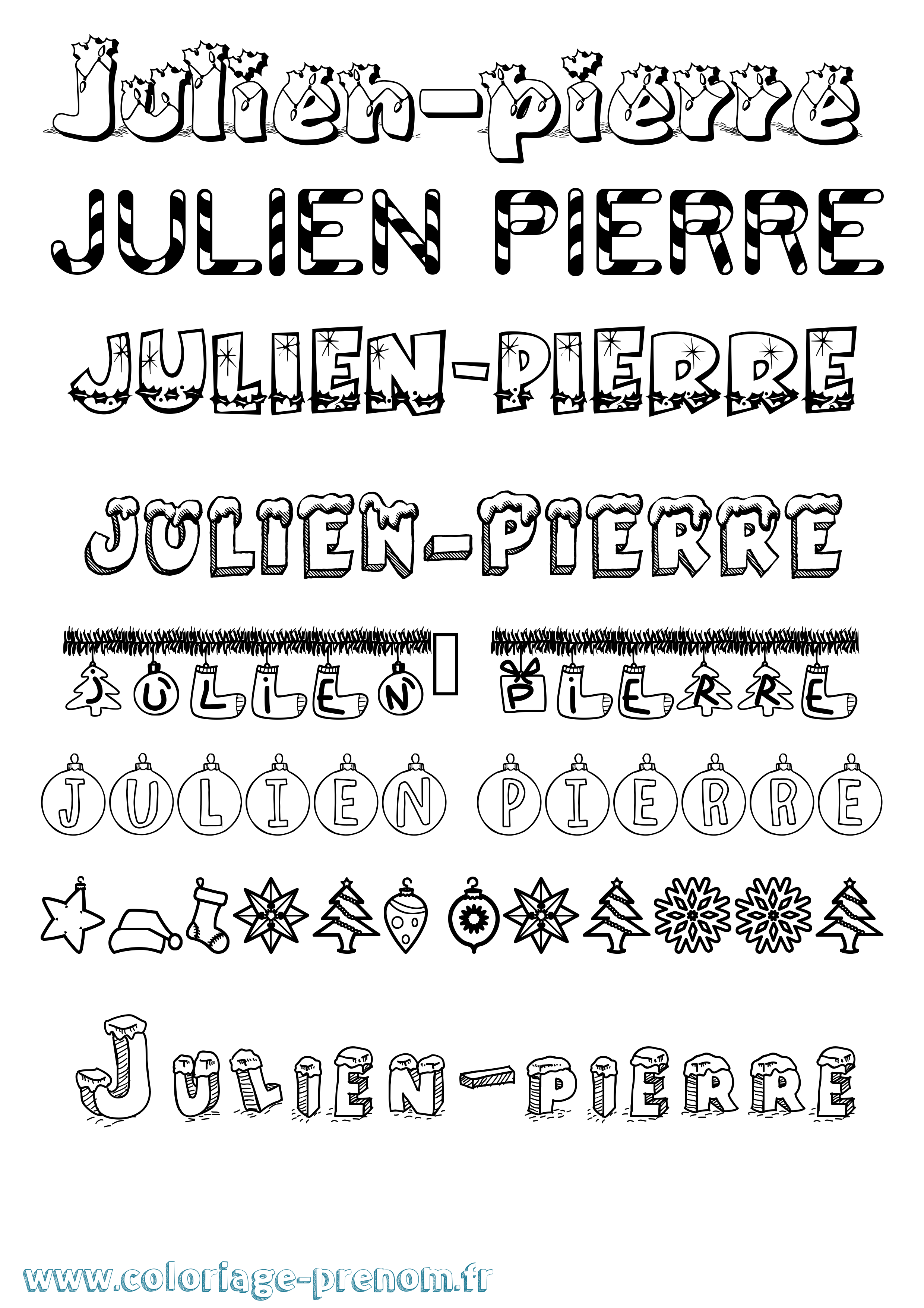 Coloriage Julien-Pierre Noël Coloriage prénom Julien-Pierre Noël