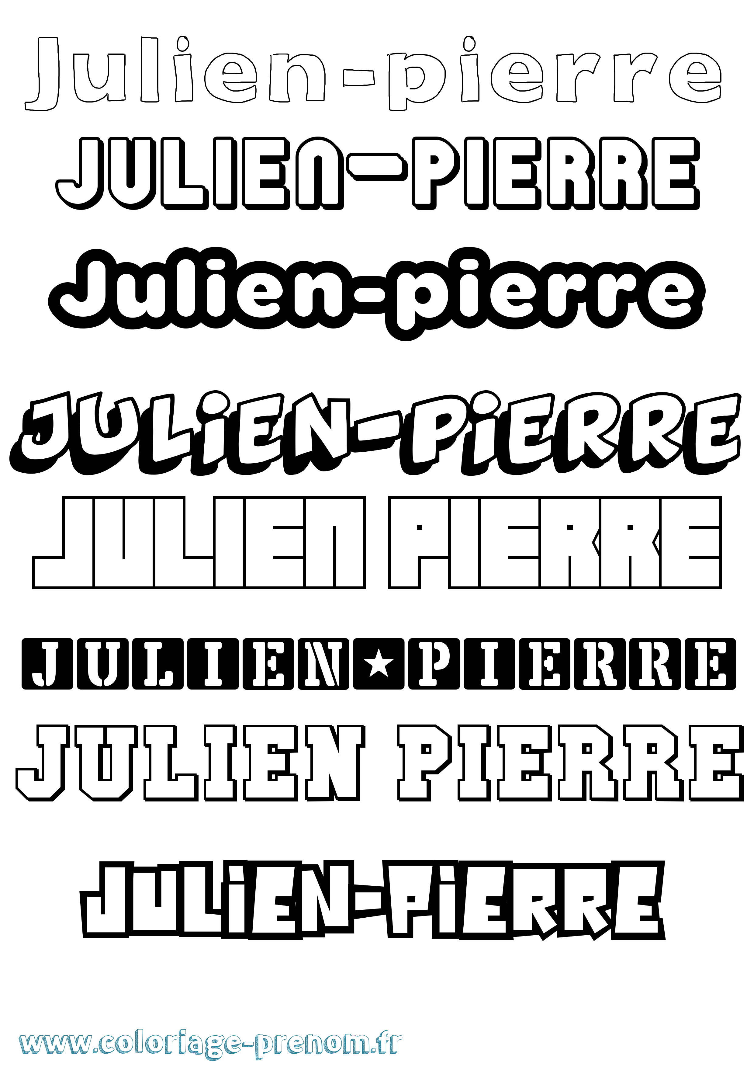 Coloriage Julien-Pierre Simple Coloriage prénom Julien-Pierre Simple