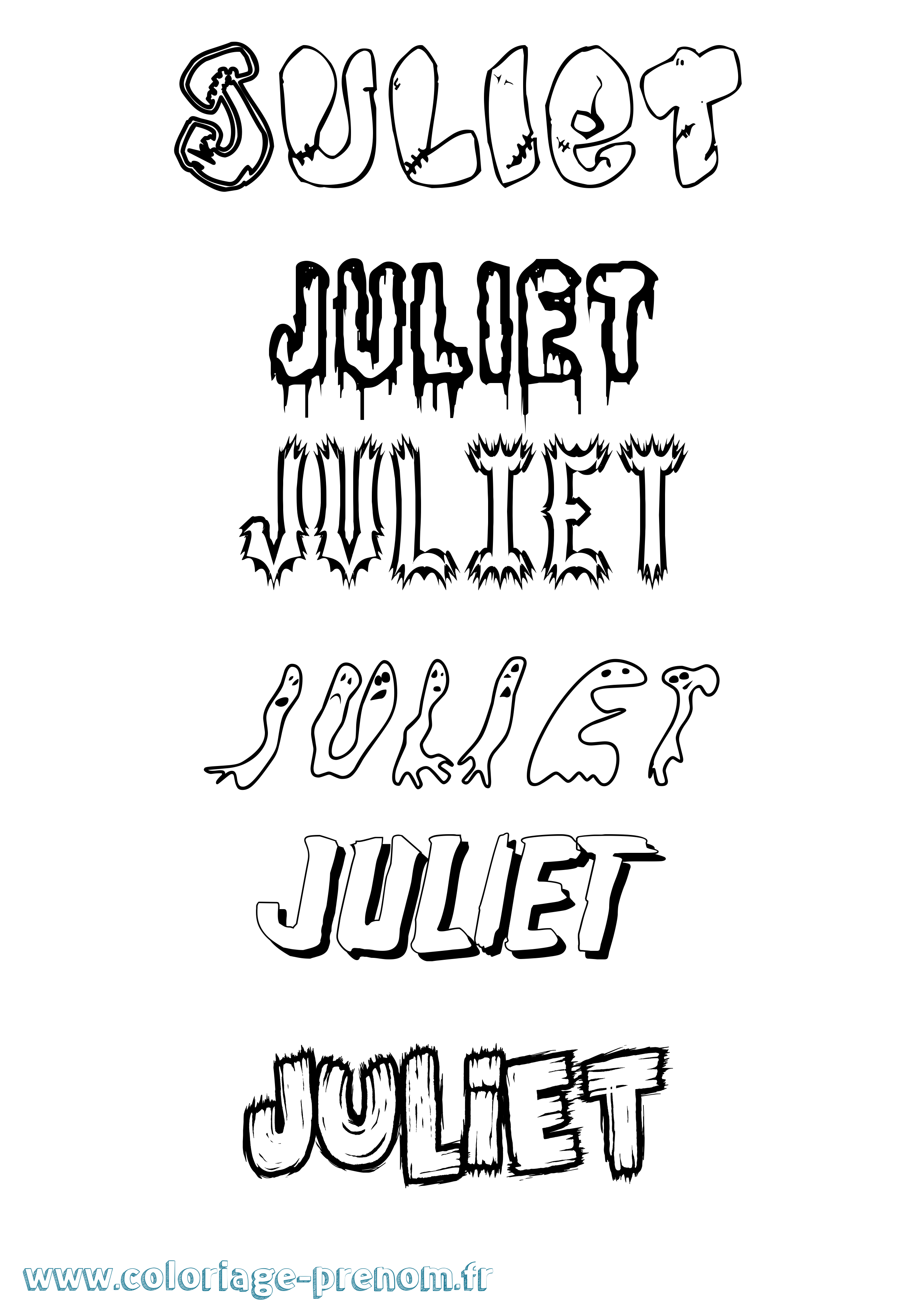 Coloriage Juliet Frisson Coloriage prénom Juliet Frisson