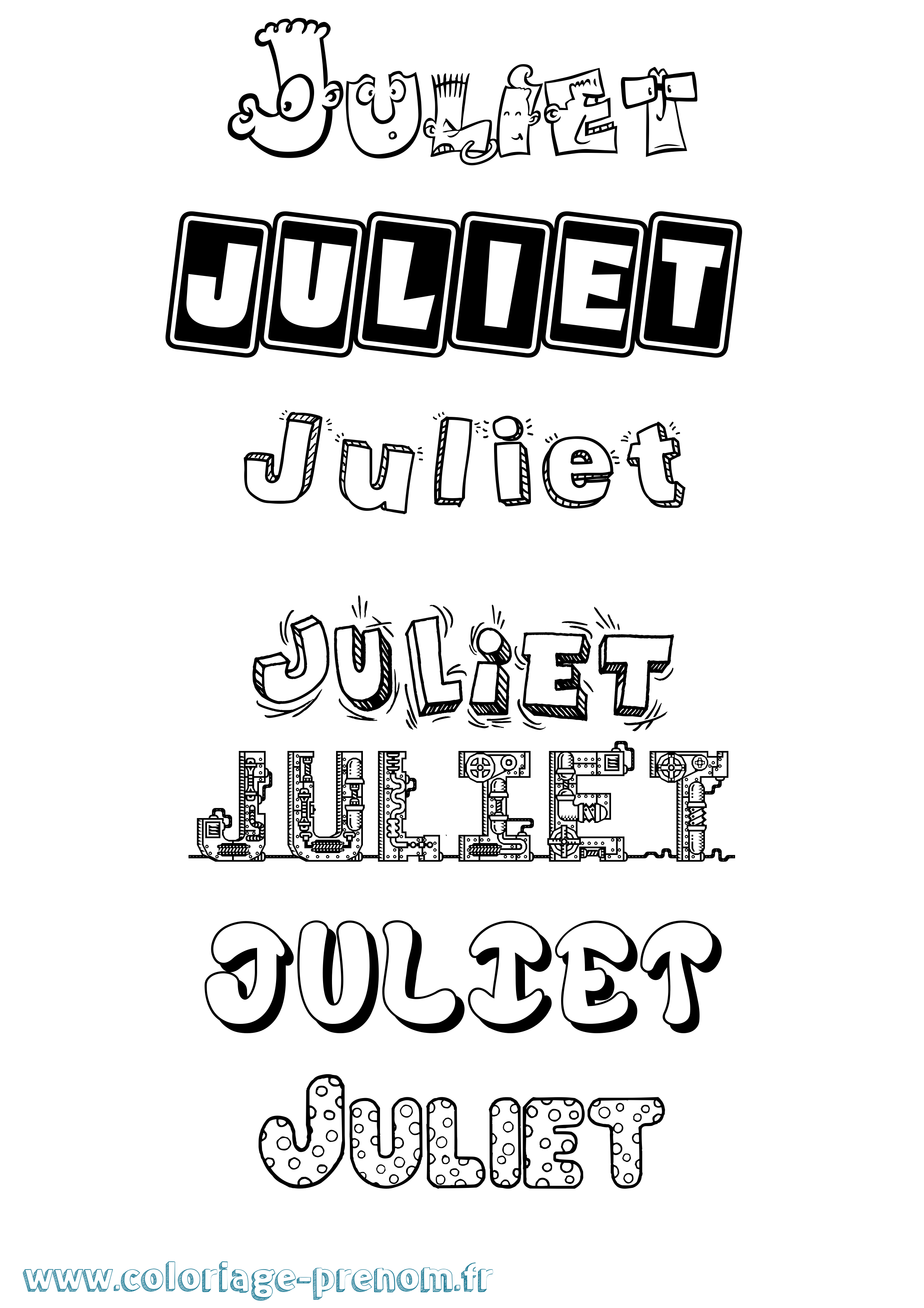 Coloriage Juliet Fun Coloriage prénom Juliet Fun