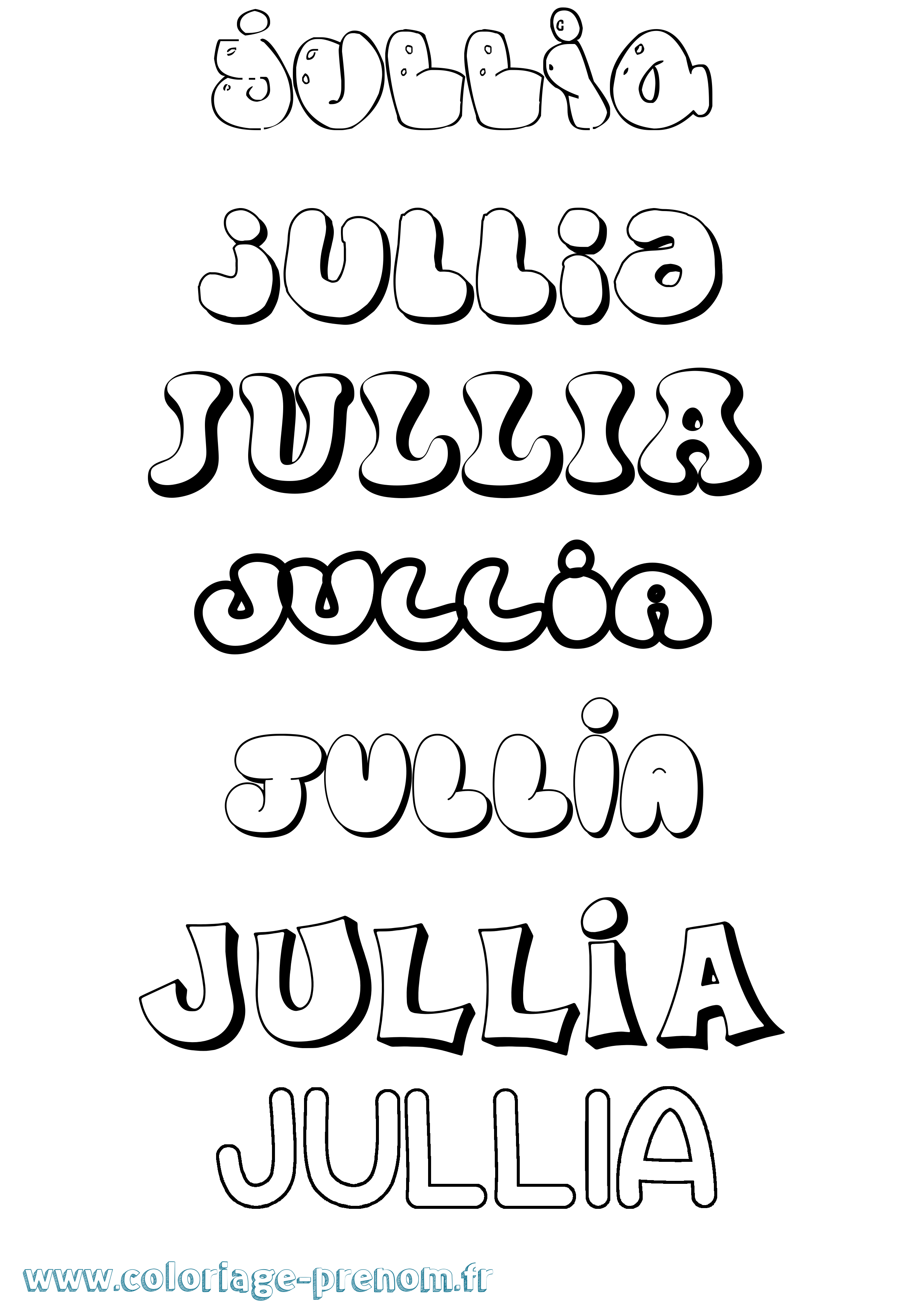 Coloriage Jullia Bubble Coloriage prénom Jullia Bubble