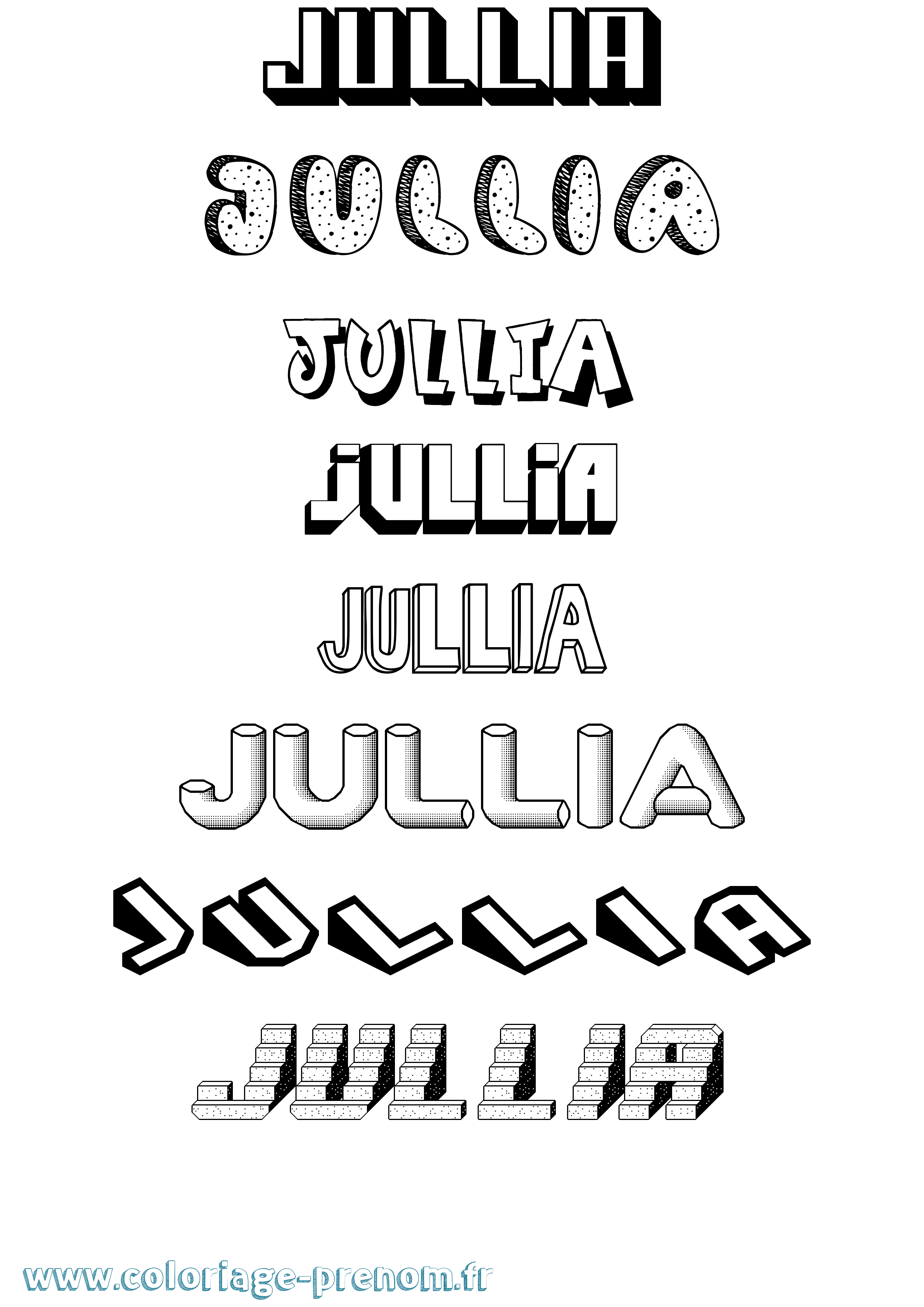 Coloriage Jullia Effet 3D Coloriage prénom Jullia Effet 3D